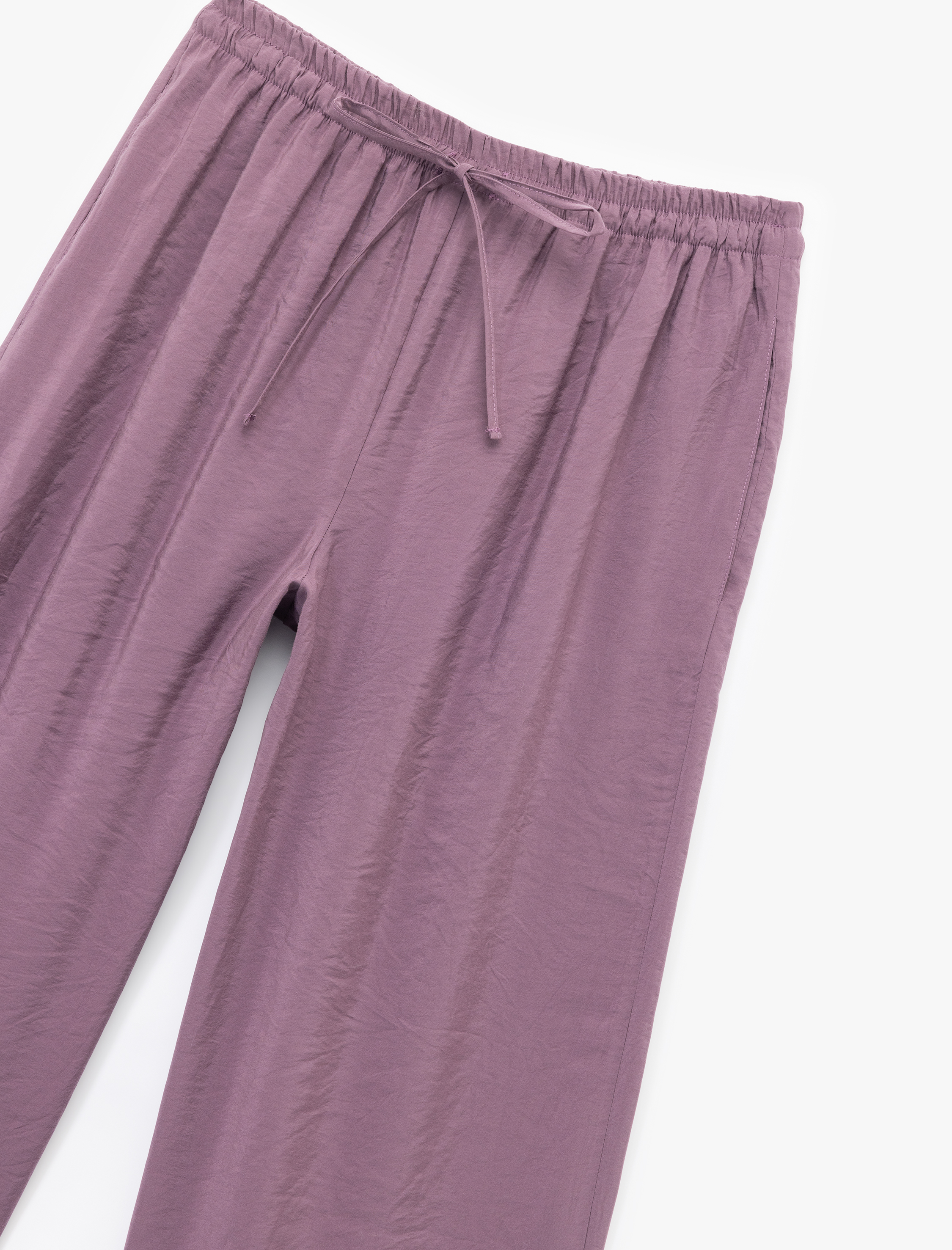   Modal Kumaş Normal Bel Cepli Düz Bol Paça Pantolon