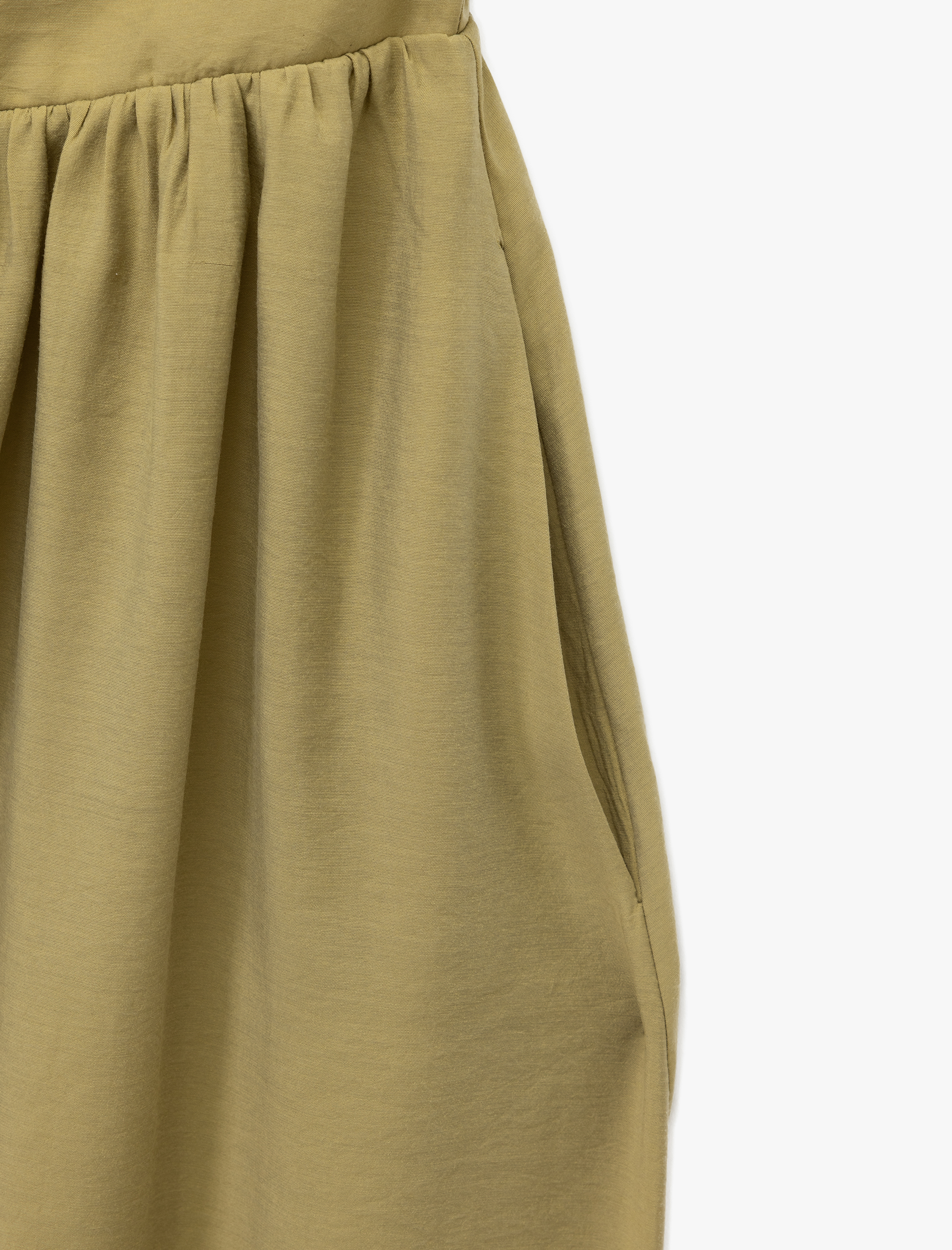   Kolsuz V Yaka A Kesim Modal Askılı Uzun Elbise