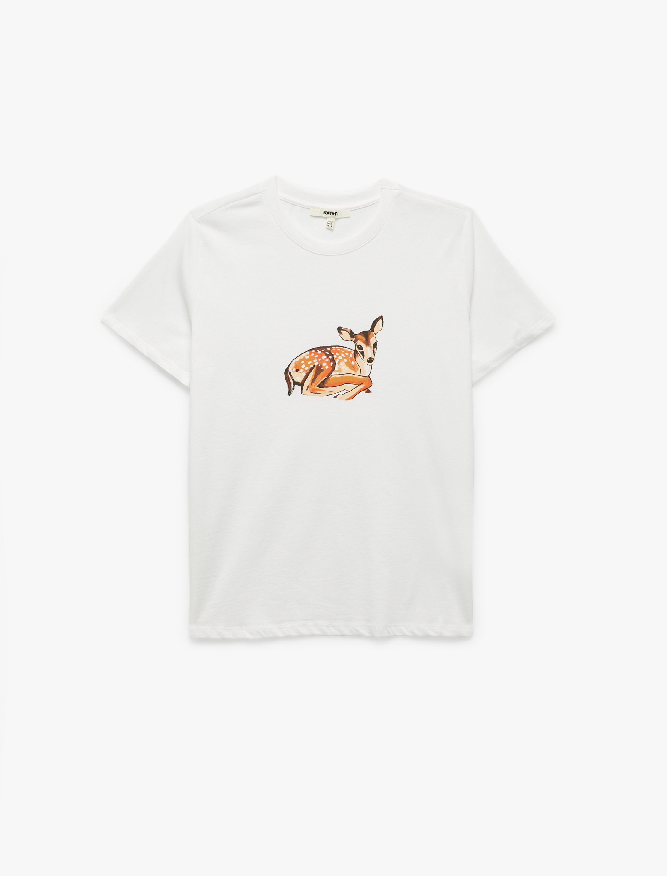   Pamuklu Regular Fit Kısa Kollu Bisiklet Yaka Ceylan Baskılı Tişört