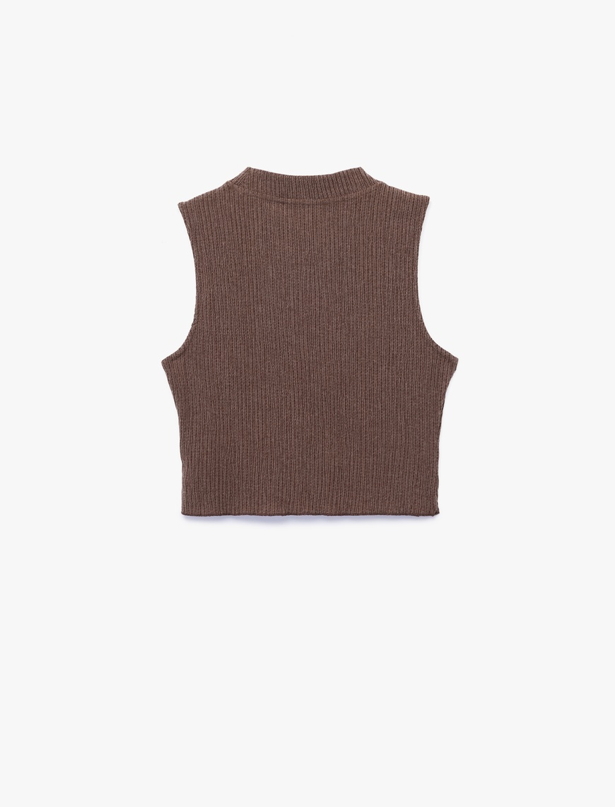   Bisiklet Yaka Kolsuz Basic Crop Bluz