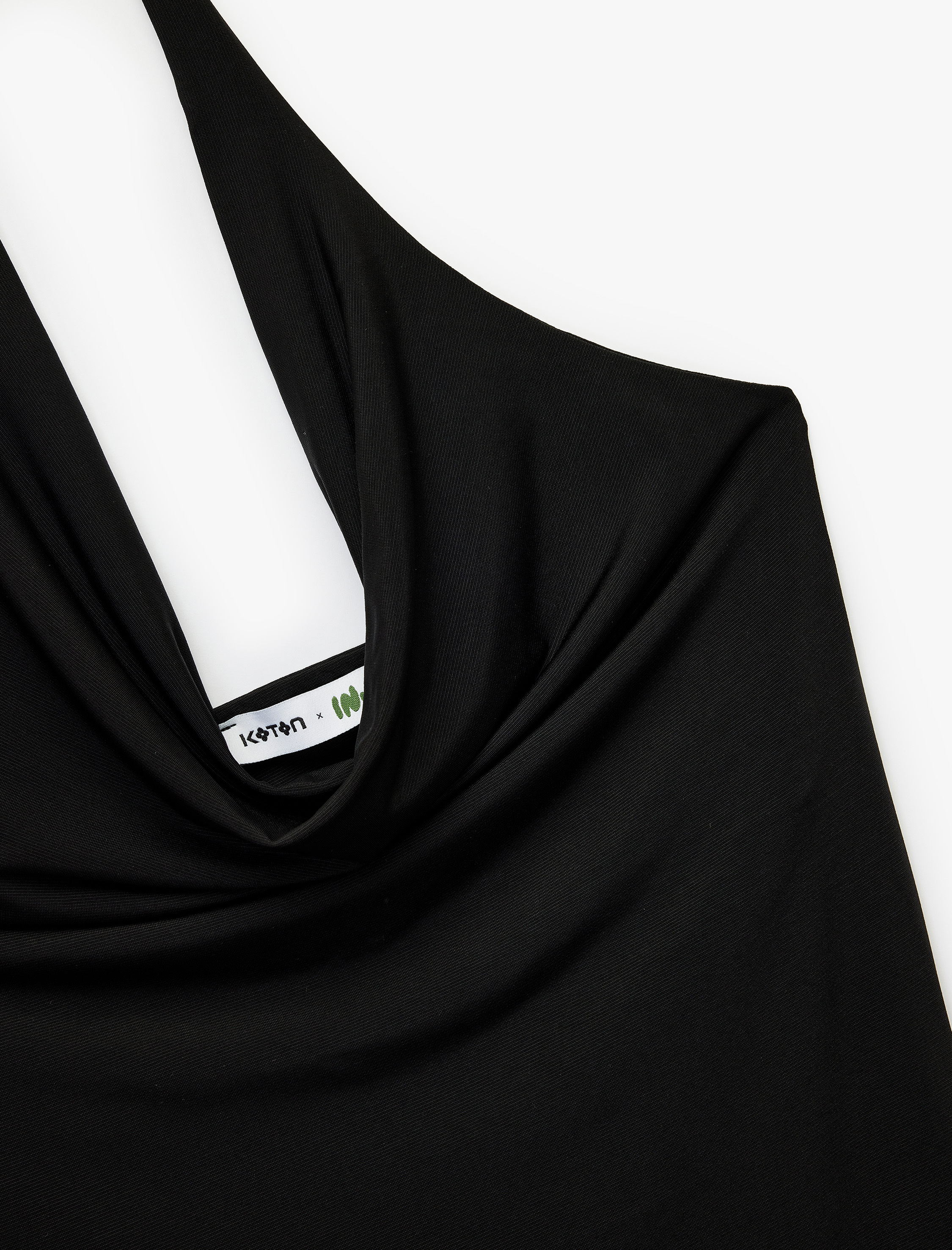   Koton X İnji - Degaje Yaka Kolsuz Drapeli Asimetrik Midi Elbise