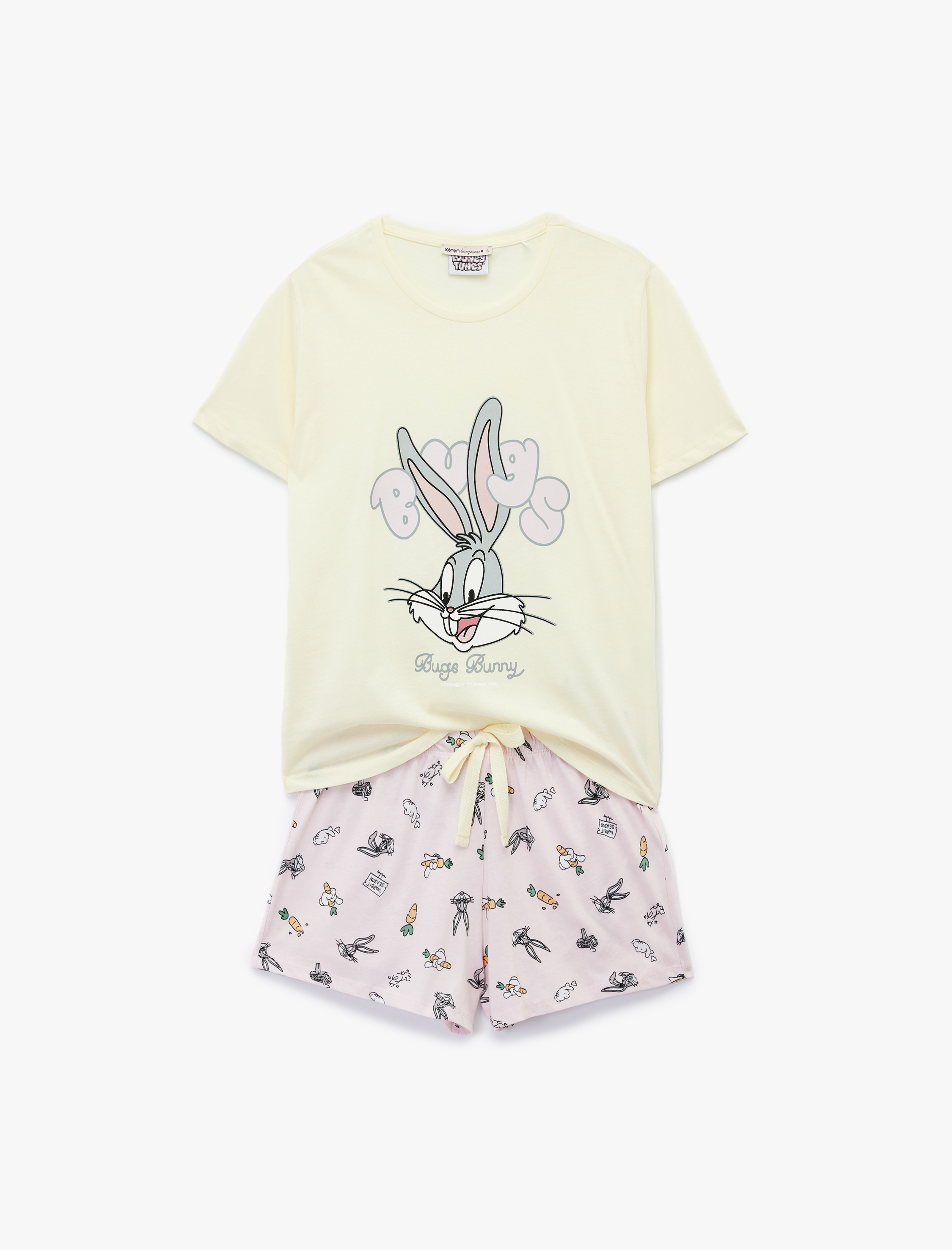   Lisanslı Bugs Bunny Baskılı Kısa Kollu Pamuklu Şortlu Pijama Takımı