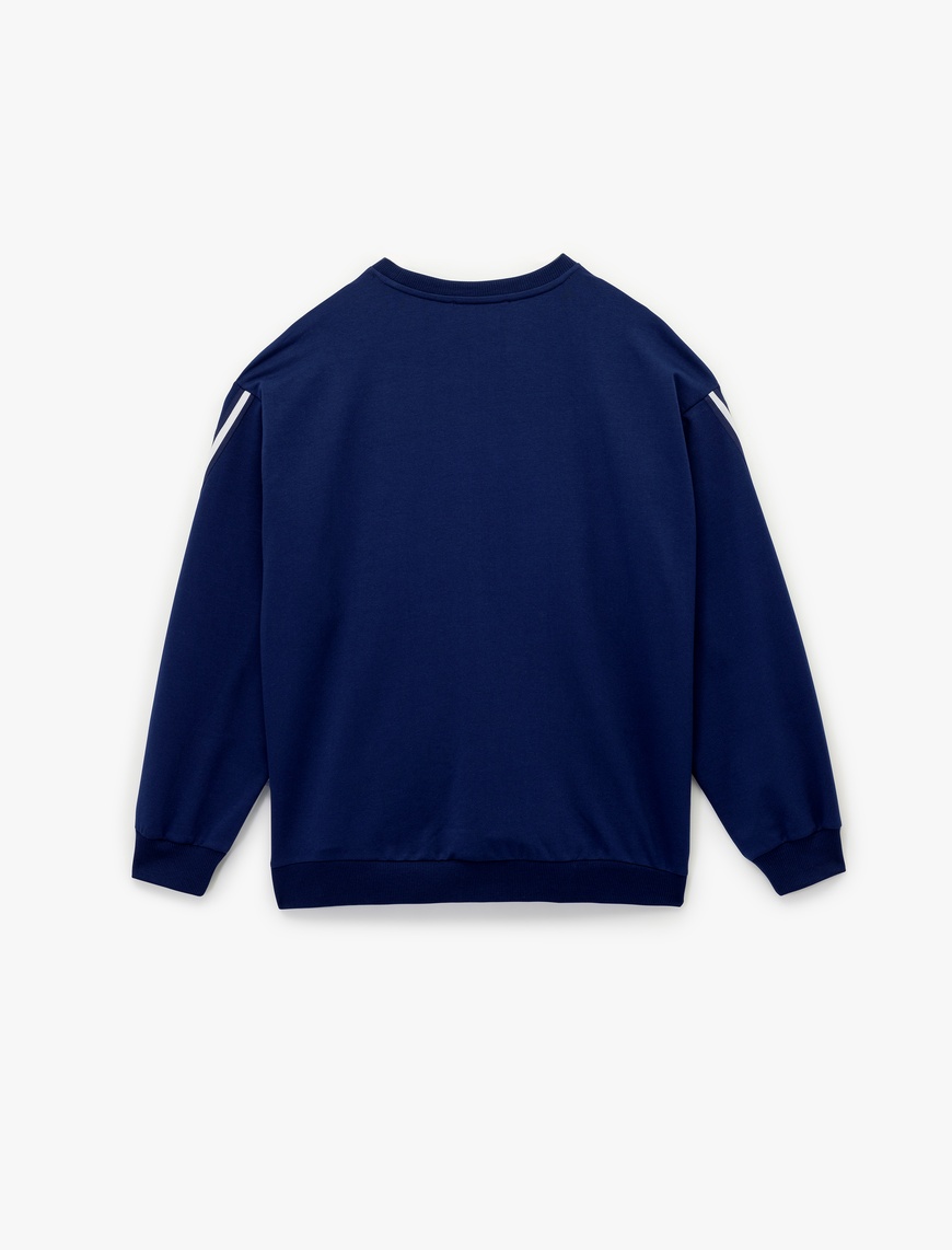   Uzun Kollu Bisiklet Yaka Baskılı Sweatshirt
