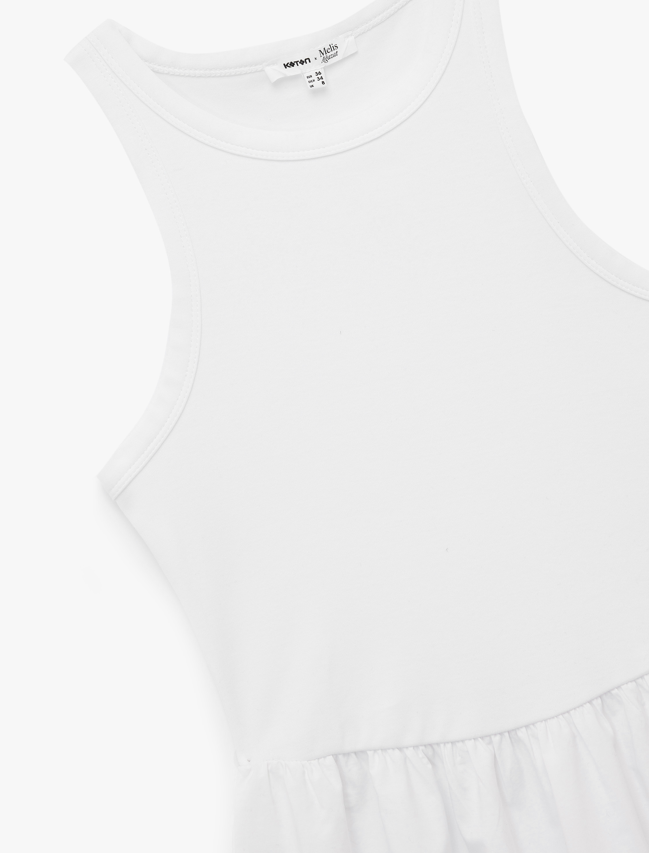   Koton X Melis Ağazat - Pamuklu Kolsuz Bisiklet Yaka Fistolu Midi Boy Kloş Elbise