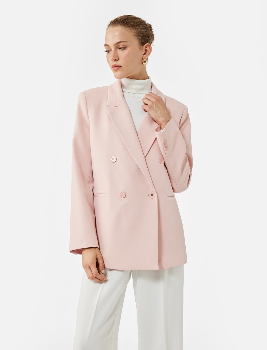  Kruvaze Uzun Kollu Oversize Blazer Ceket