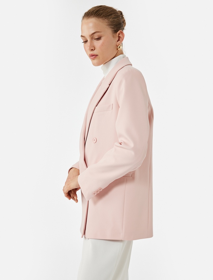  Kruvaze Uzun Kollu Oversize Blazer Ceket