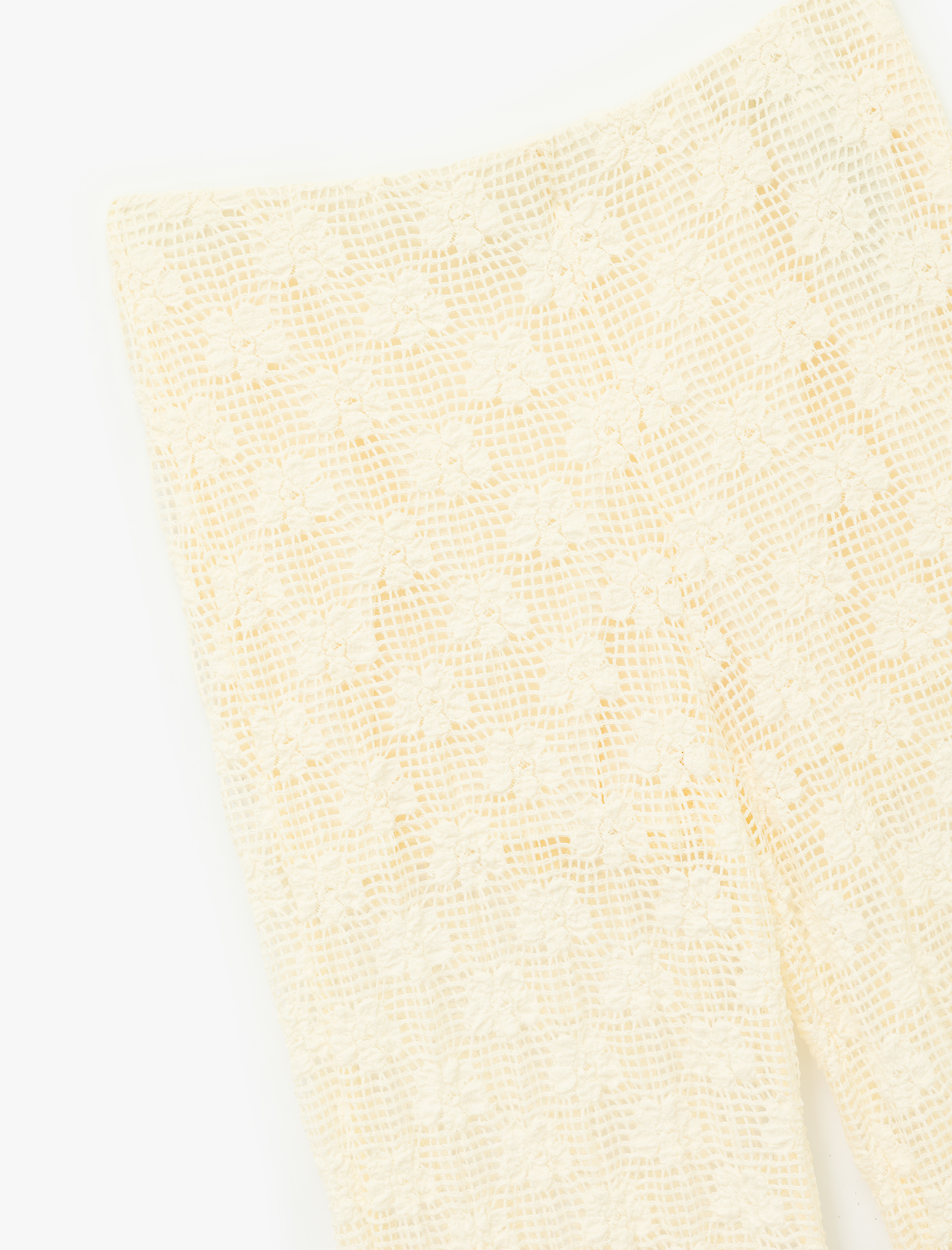   Koton X Melis Ağazat - Yarım Astarlı Bol Düz Paça Dantelli Pantolon