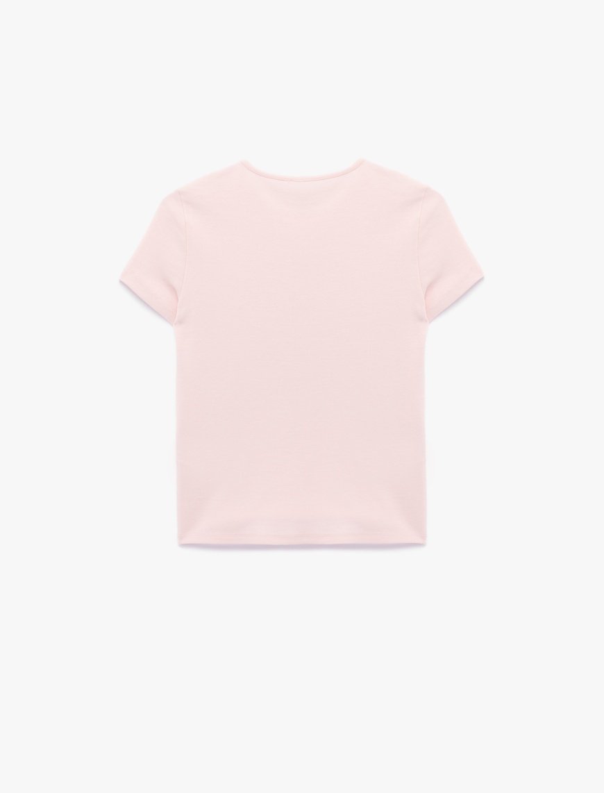   Slim Fit Kısa Kollu Bisiklet Yaka Pamuklu Çiçek Baskılı Tişört