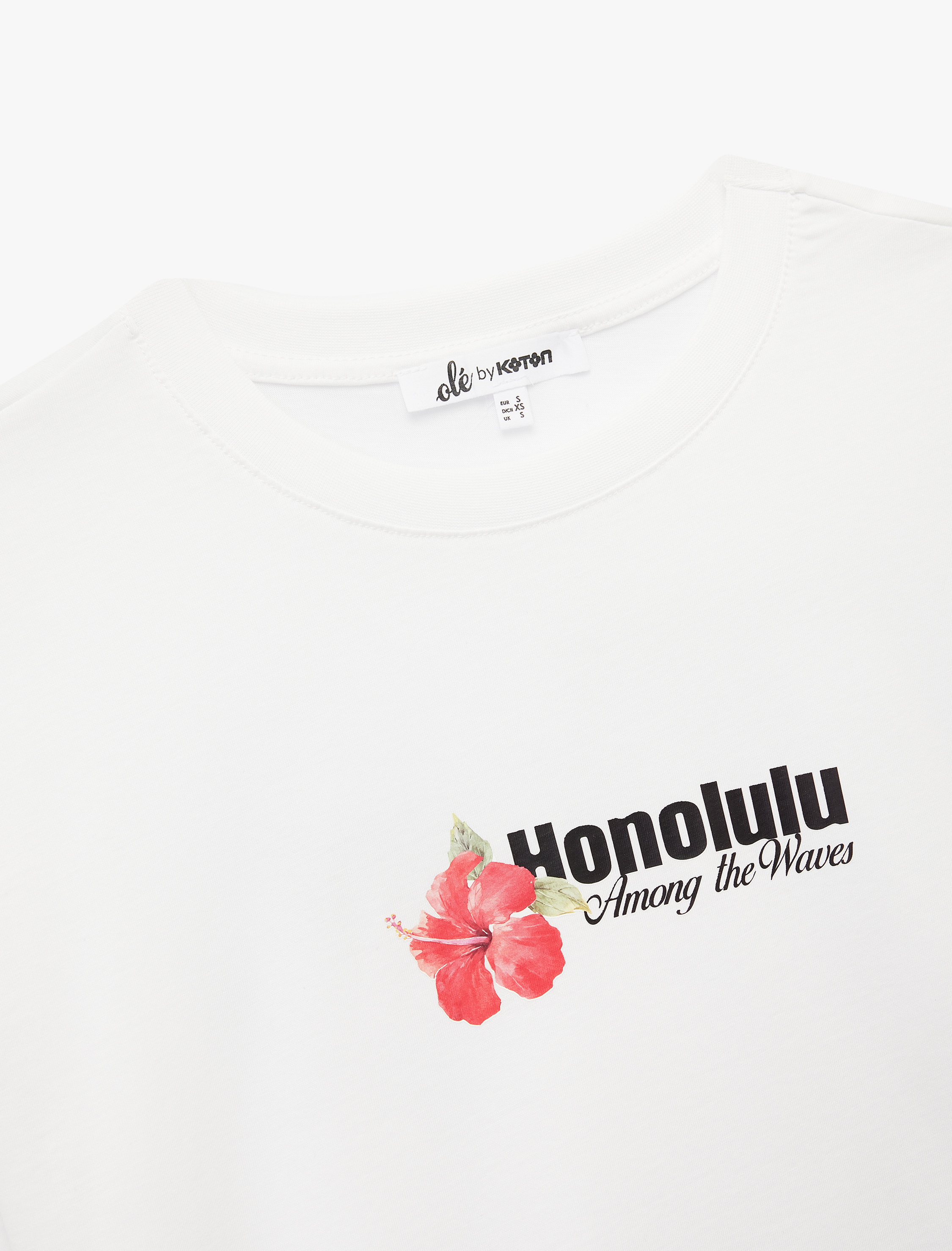   Rahat Kalıp Kısa Kollu Bisiklet Yaka Pamuklu Arkası Baskılı Tişört