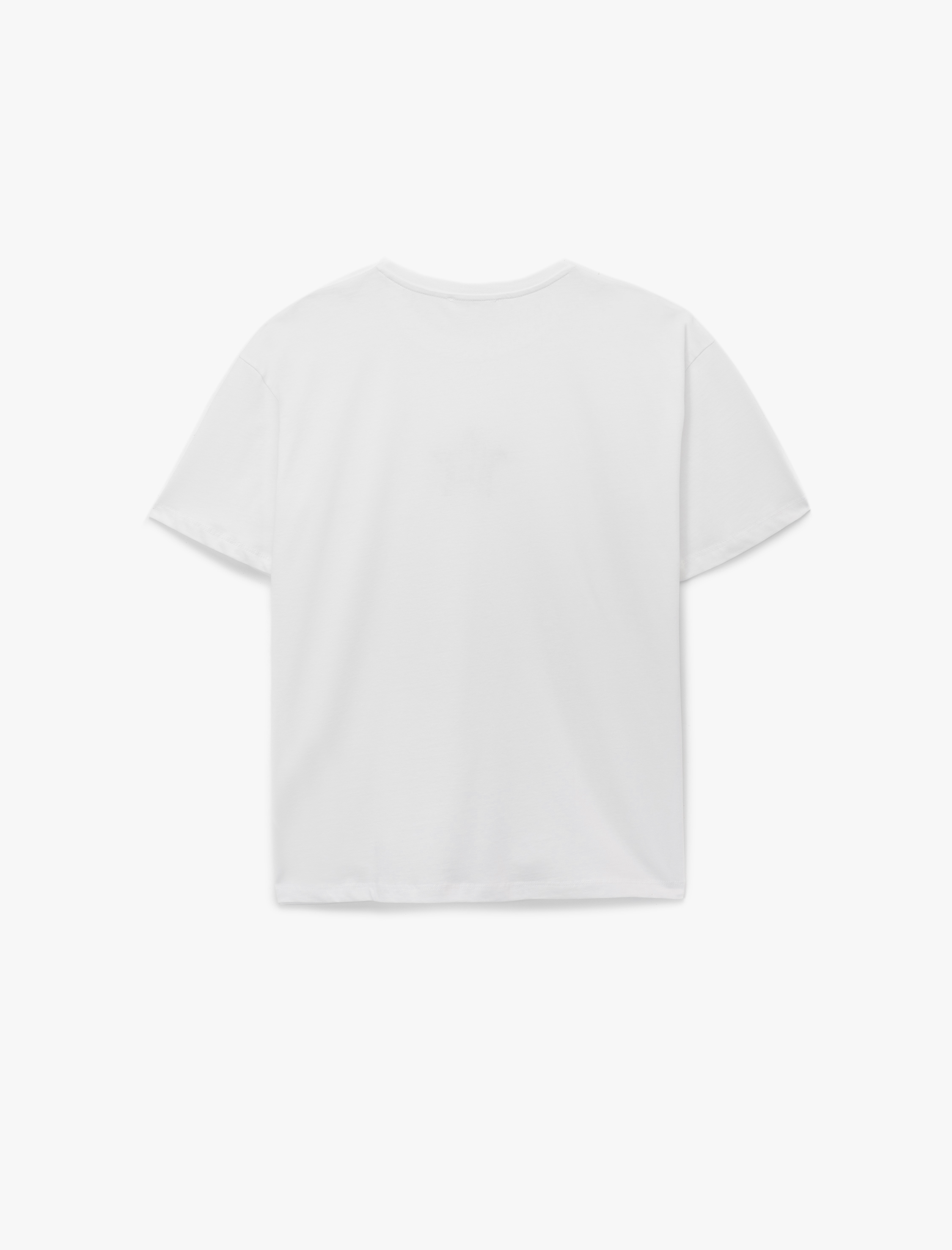   Rahat Kalıp Kısa Kollu Bisiklet Yaka Pamuklu Leopar Detaylı Yıldız Baskılı Tişört