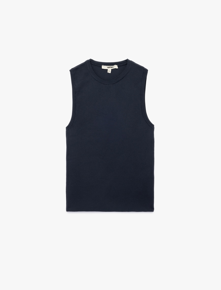   Regular Fit Bisiklet Yaka Kolsuz Triko Bluz