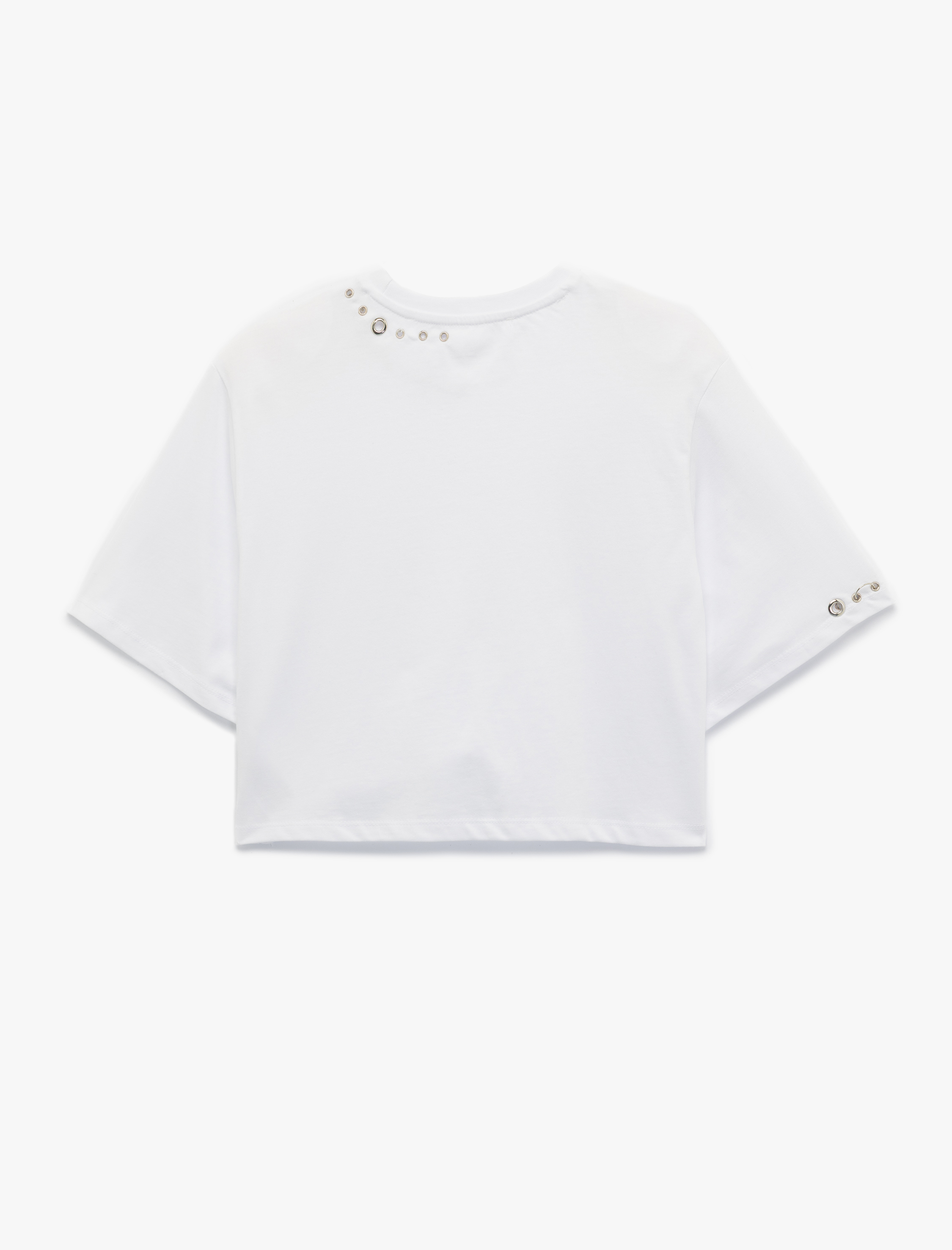   Koton X Zeynep Bastık - Metal Aksesuar Detaylı Bisiklet Yaka Kısa Kollu Crop Tişört