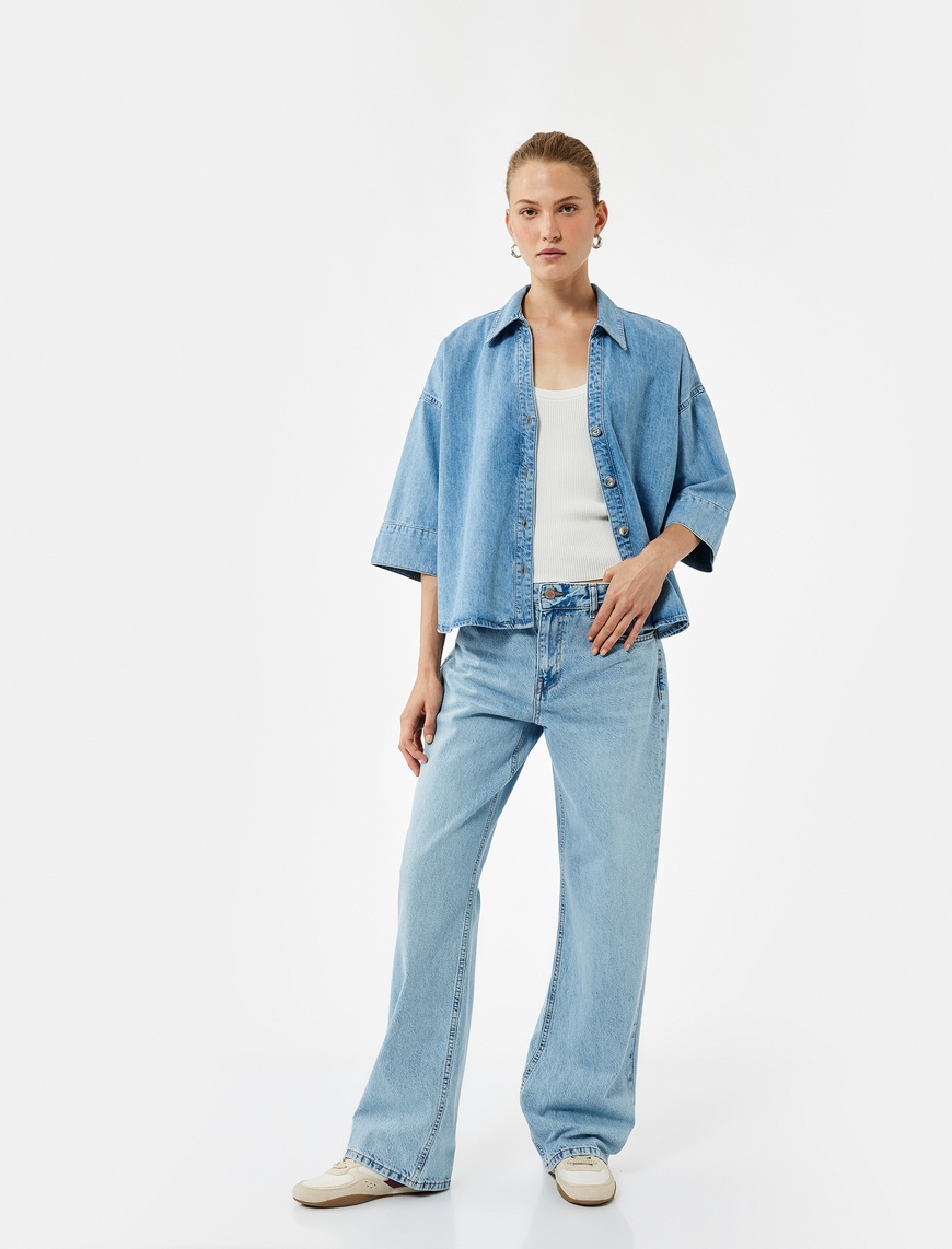   Pamuklu Normal Bel Düz Paça Uzun Jean Pantolon - Straight Fit Jean