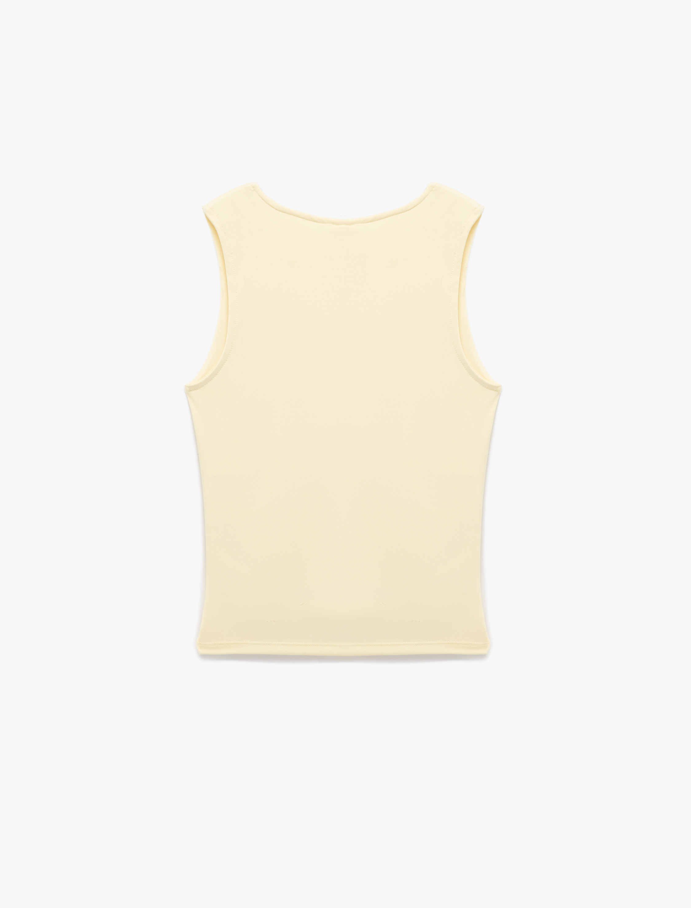   Slim Fit Bisiklet Yaka Drapeli Kolsuz Tişört