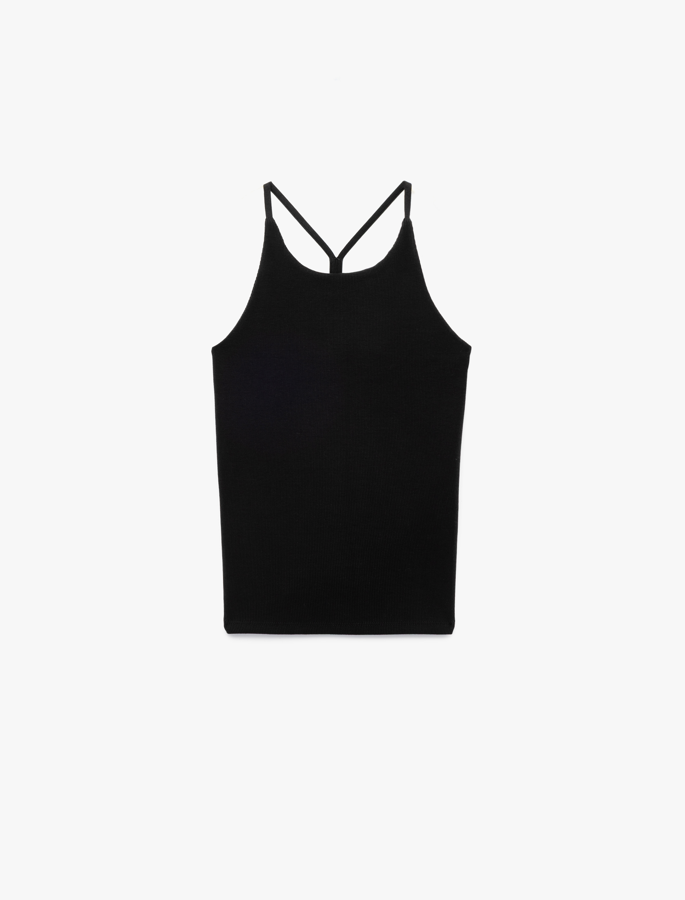   Pamuklu Sırt Detaylı Kolsuz Halter Yaka Bluz