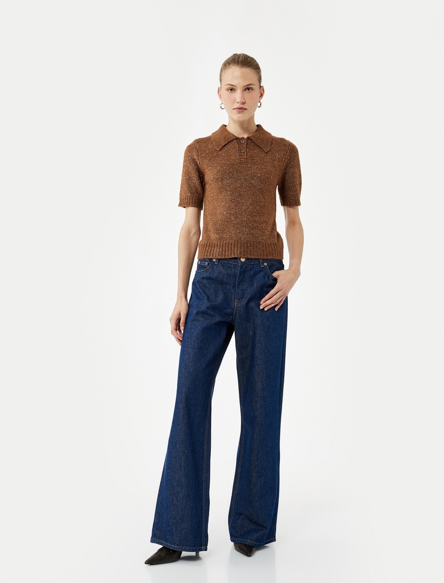   Regular Fit Kısa Kollu Polo Yaka Triko Kazak
