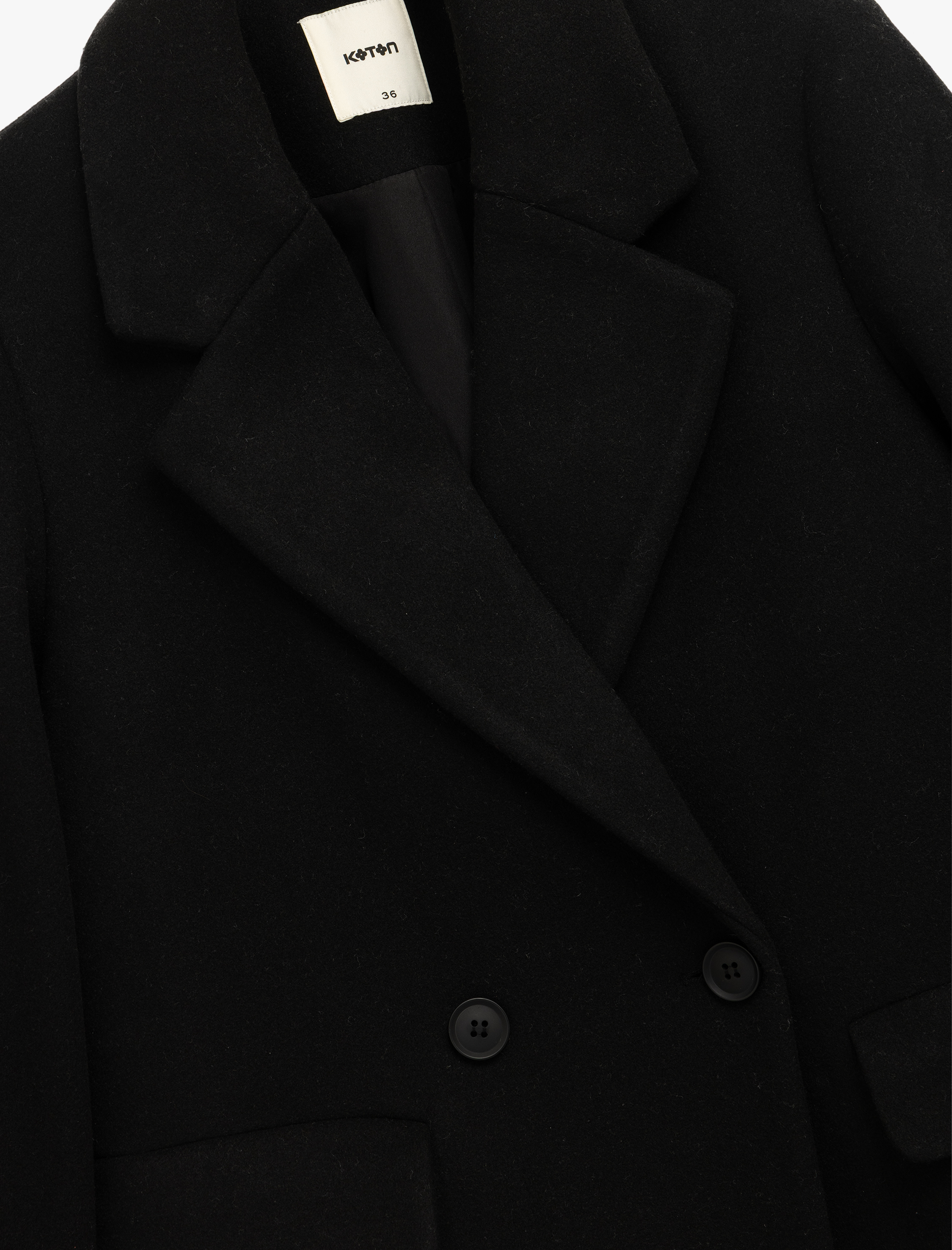   Cepli Kruvaze Uzun Kollu Ceket Yaka Uzun Kaşe Kaban