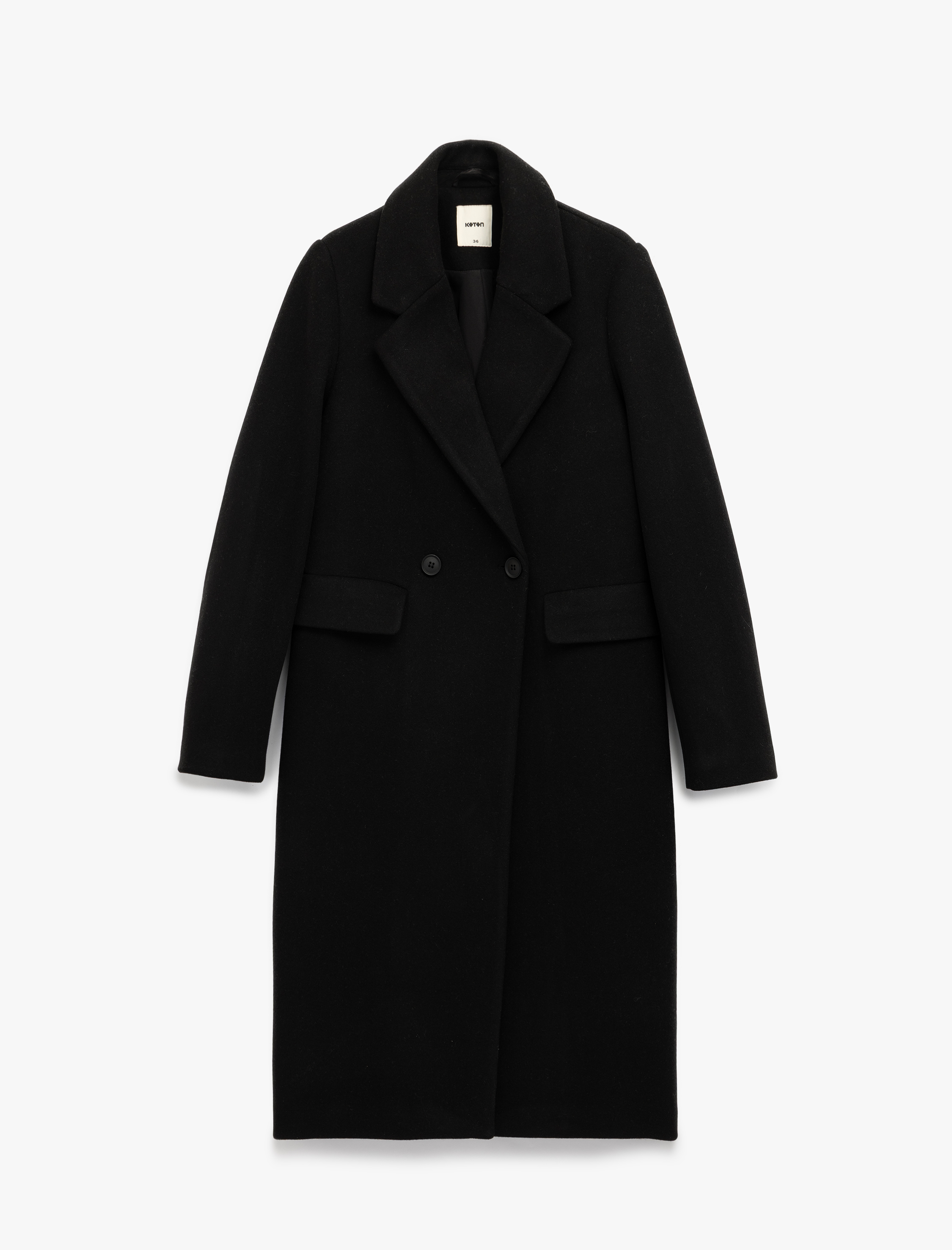   Cepli Kruvaze Uzun Kollu Ceket Yaka Uzun Kaşe Kaban