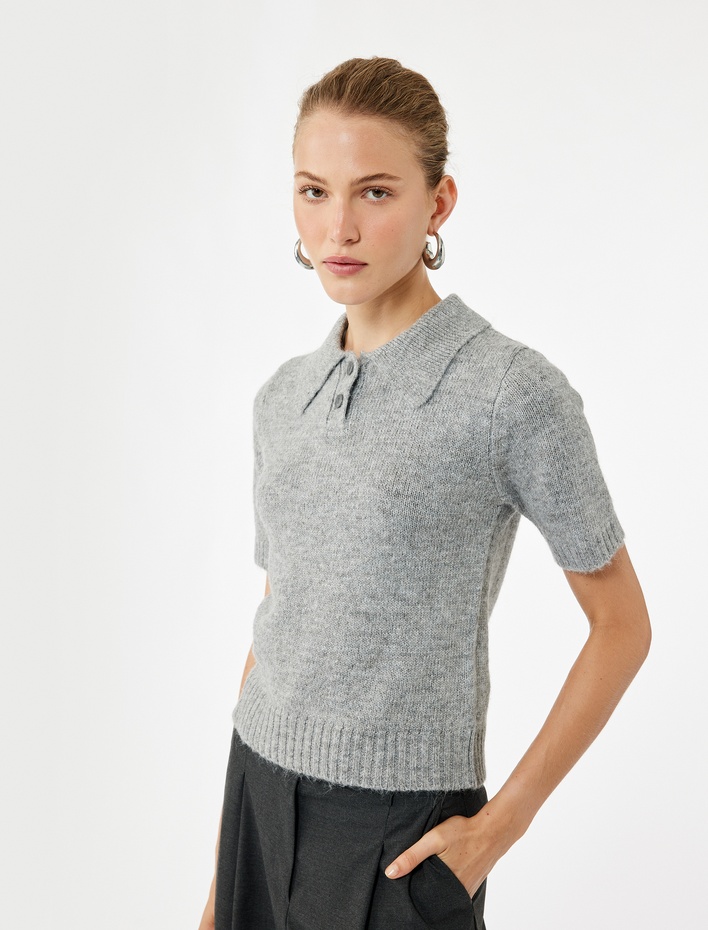  Regular Fit Kısa Kollu Polo Yaka Triko Kazak
