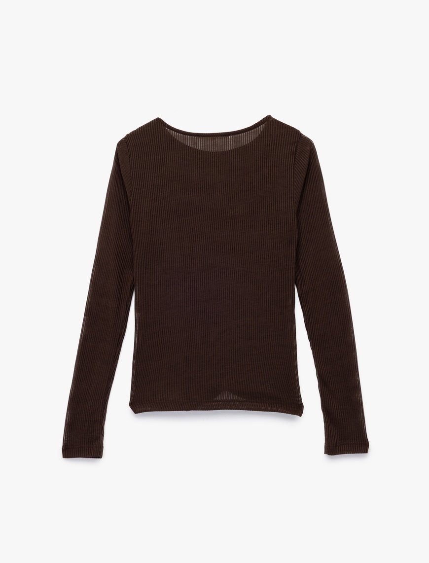   Slim Fit Uzun Kollu Bisiklet Yaka Basic Fitilli Tişört