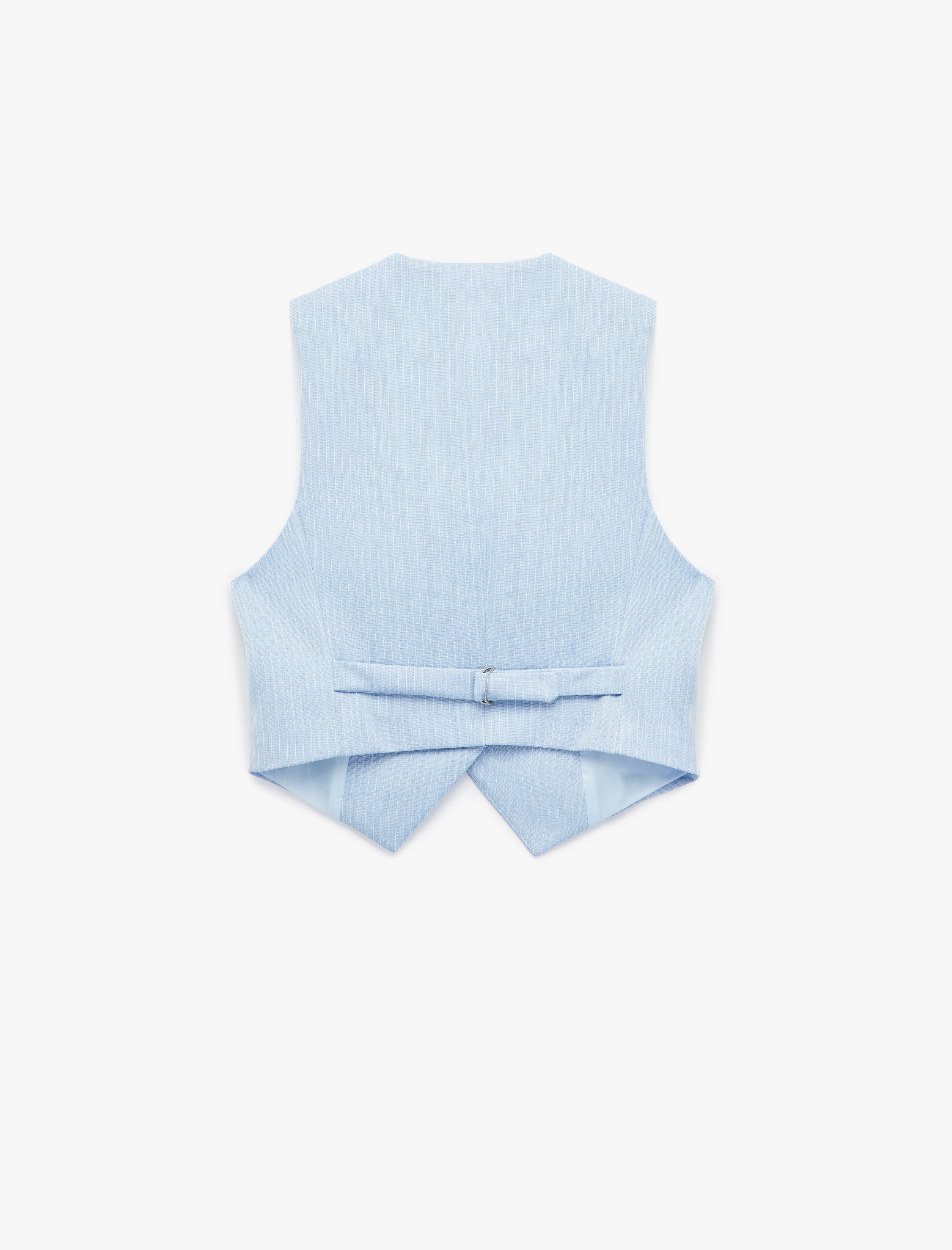   Kolsuz Düğmeli Cepli V Yaka Blazer Yelek