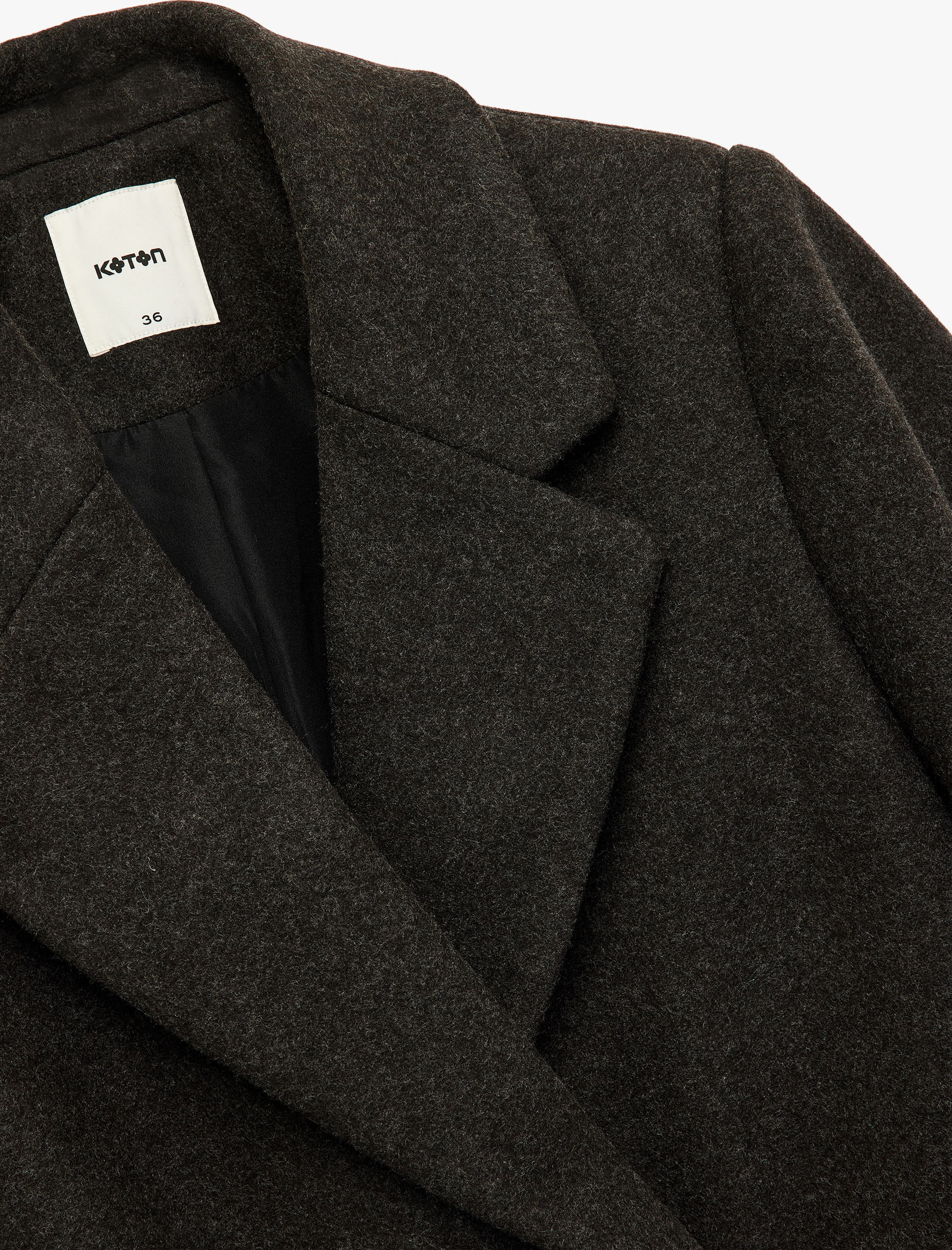   Cepli Kruvaze Uzun Kollu Ceket Yaka Uzun Kaşe Kaban