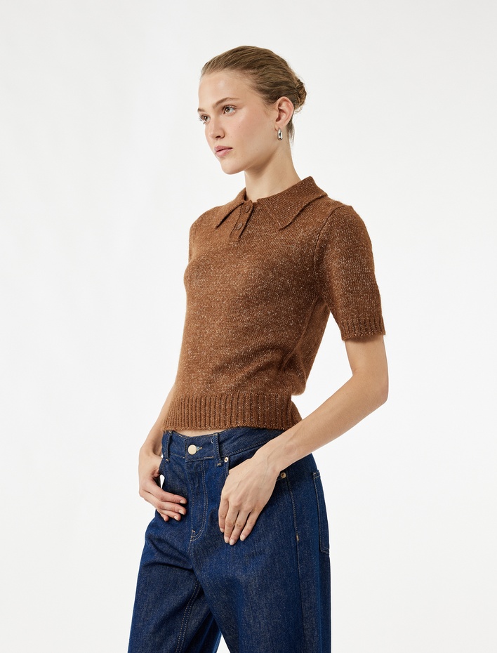  Regular Fit Kısa Kollu Polo Yaka Triko Kazak