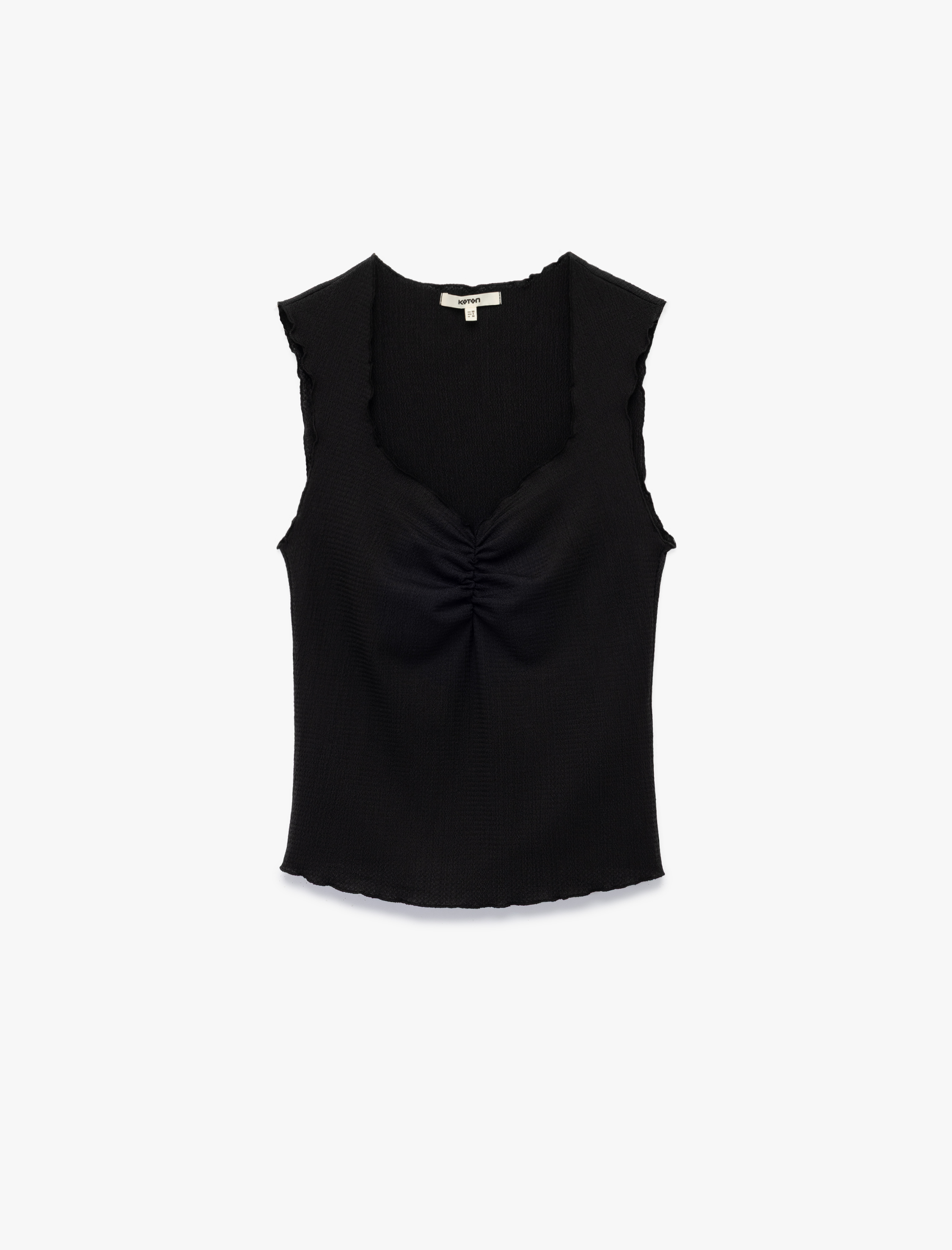   Slim Fit Drape Detaylı Kolsuz Kare Yaka Bluz