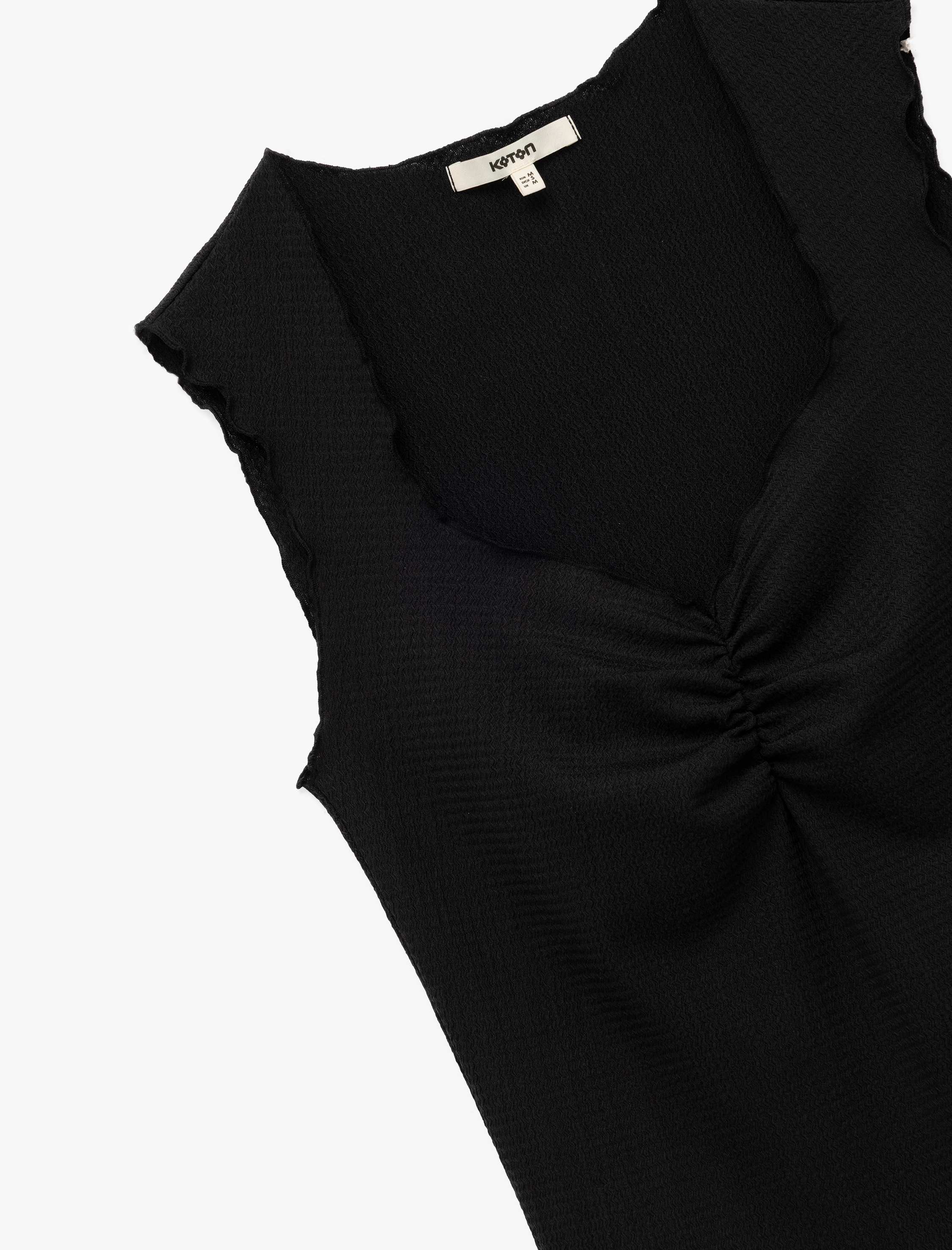   Slim Fit Drape Detaylı Kolsuz Kare Yaka Bluz