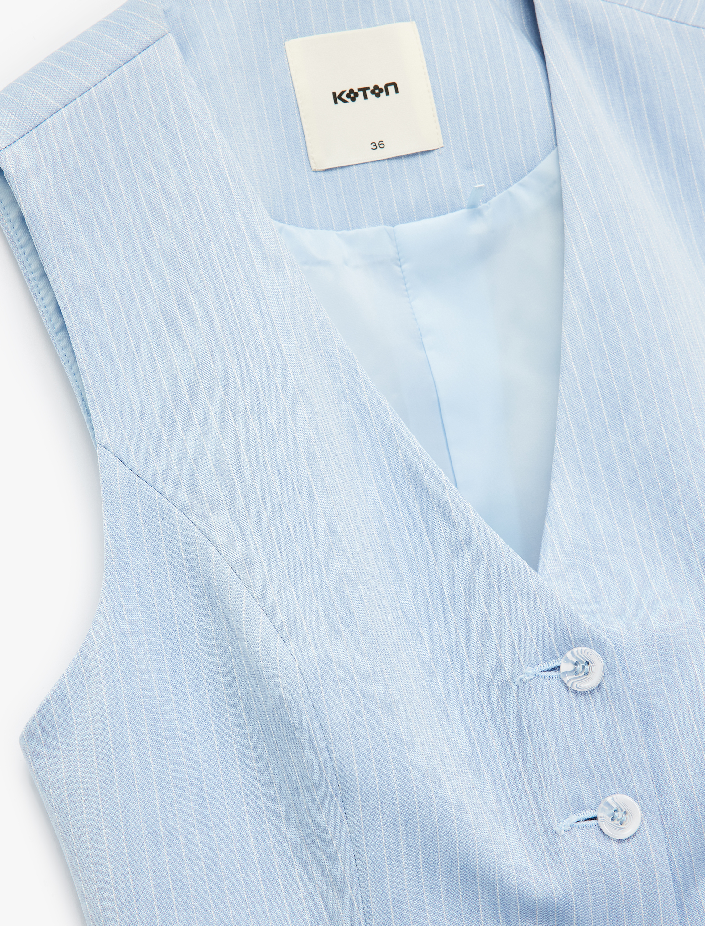   Kolsuz Düğmeli Cepli V Yaka Blazer Yelek