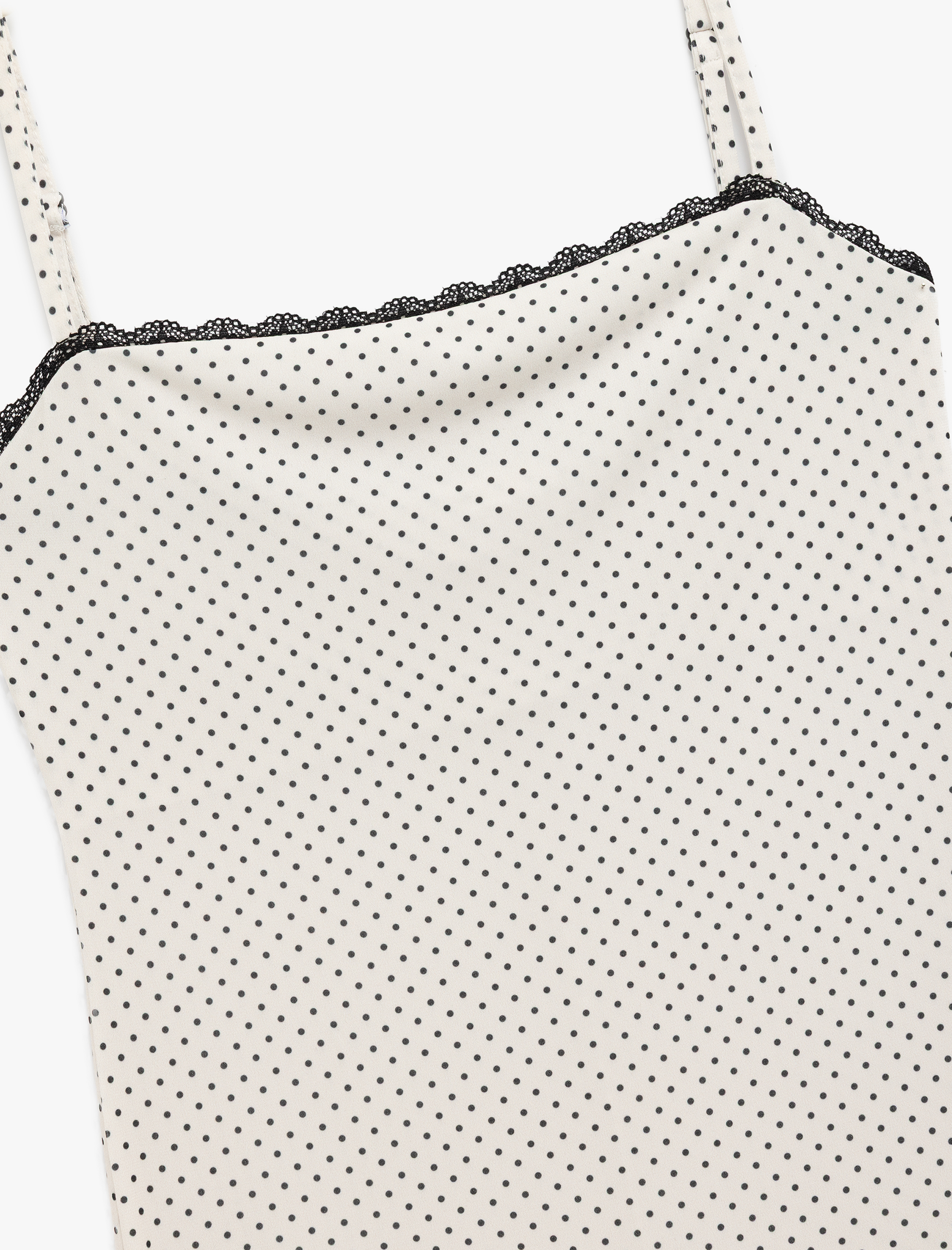   İnce Askılı Uzun Puantiyeli Slip Elbise