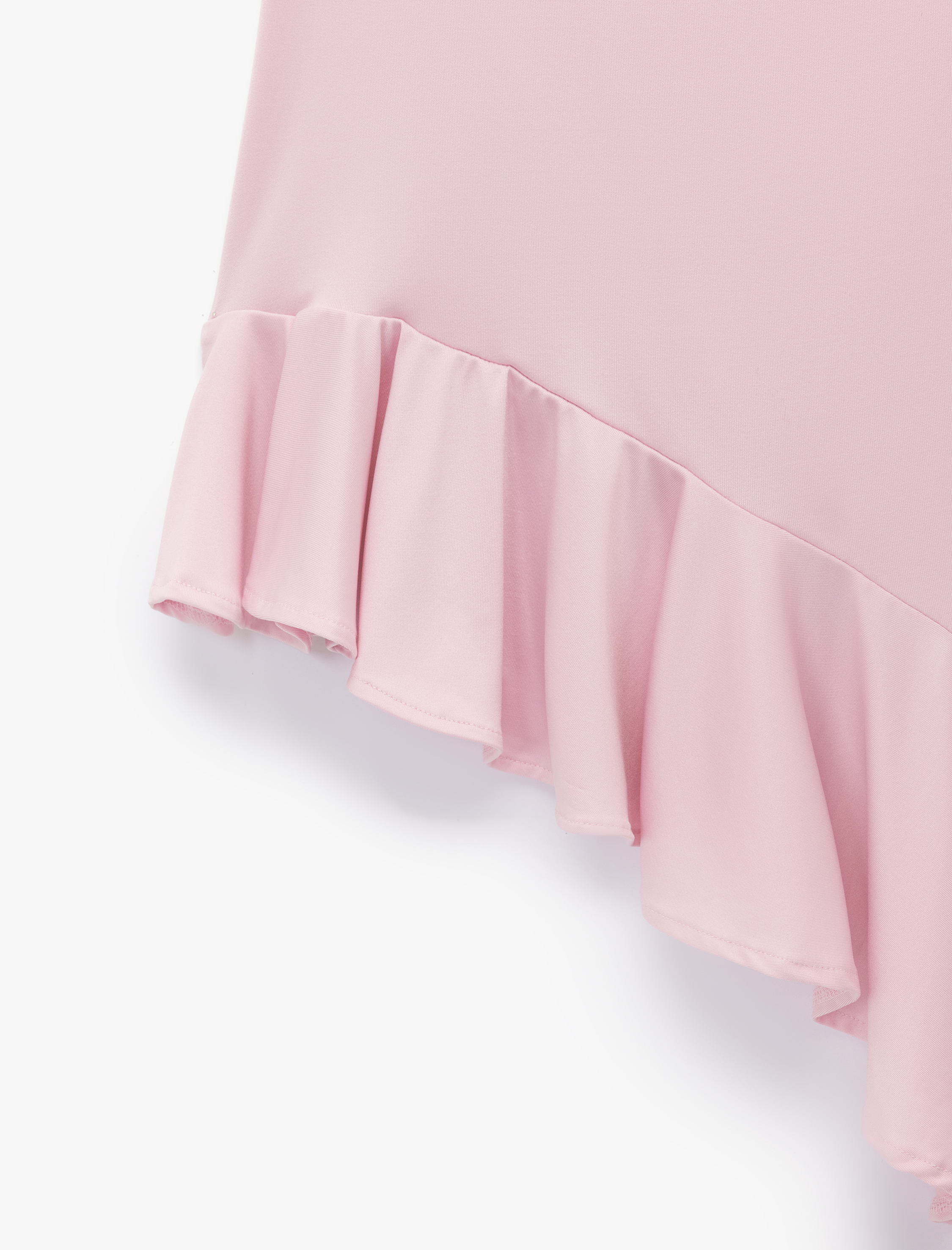   Slim Fit Asimetrik Kesim Sırt Dekolteli Fırfırlı Halter Yaka Elbise