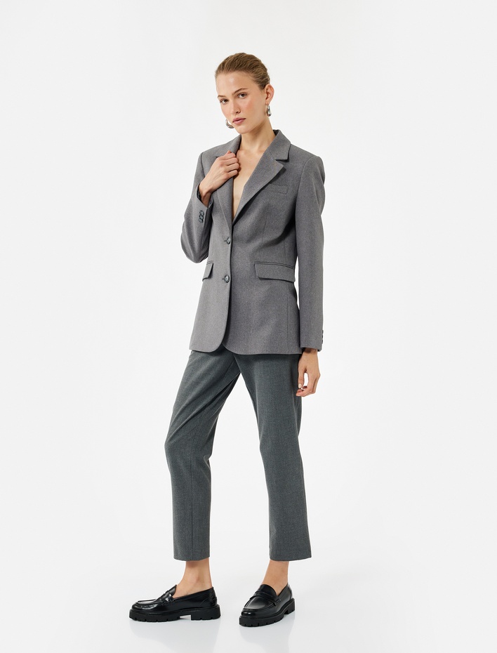  Slim Fit Fleto Cepli Cigarette Kumaş Pantolon
