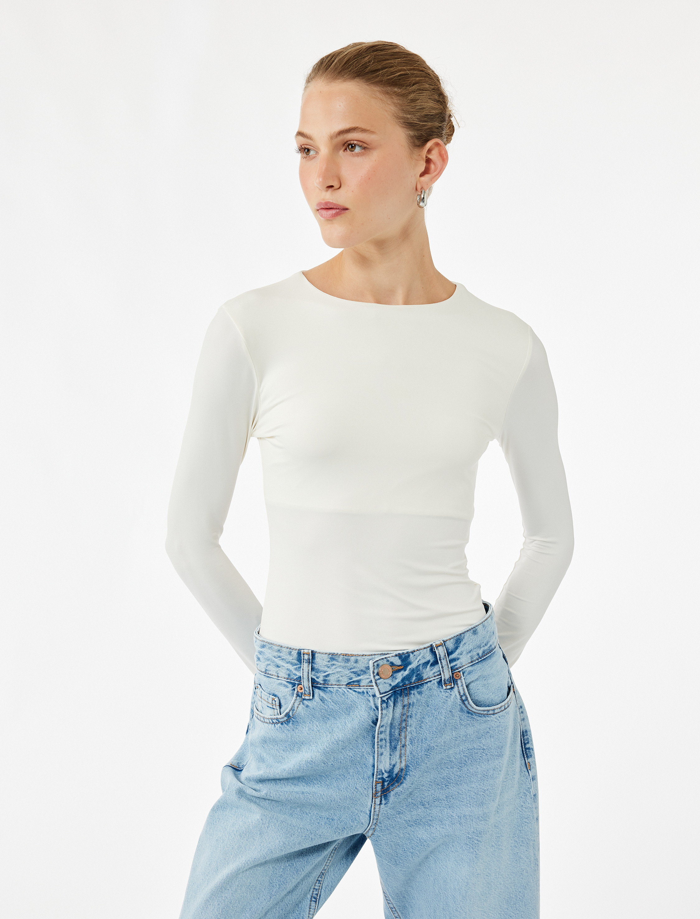   Slim Fit Uzun Kollu Bisiklet Yaka Bodysuit