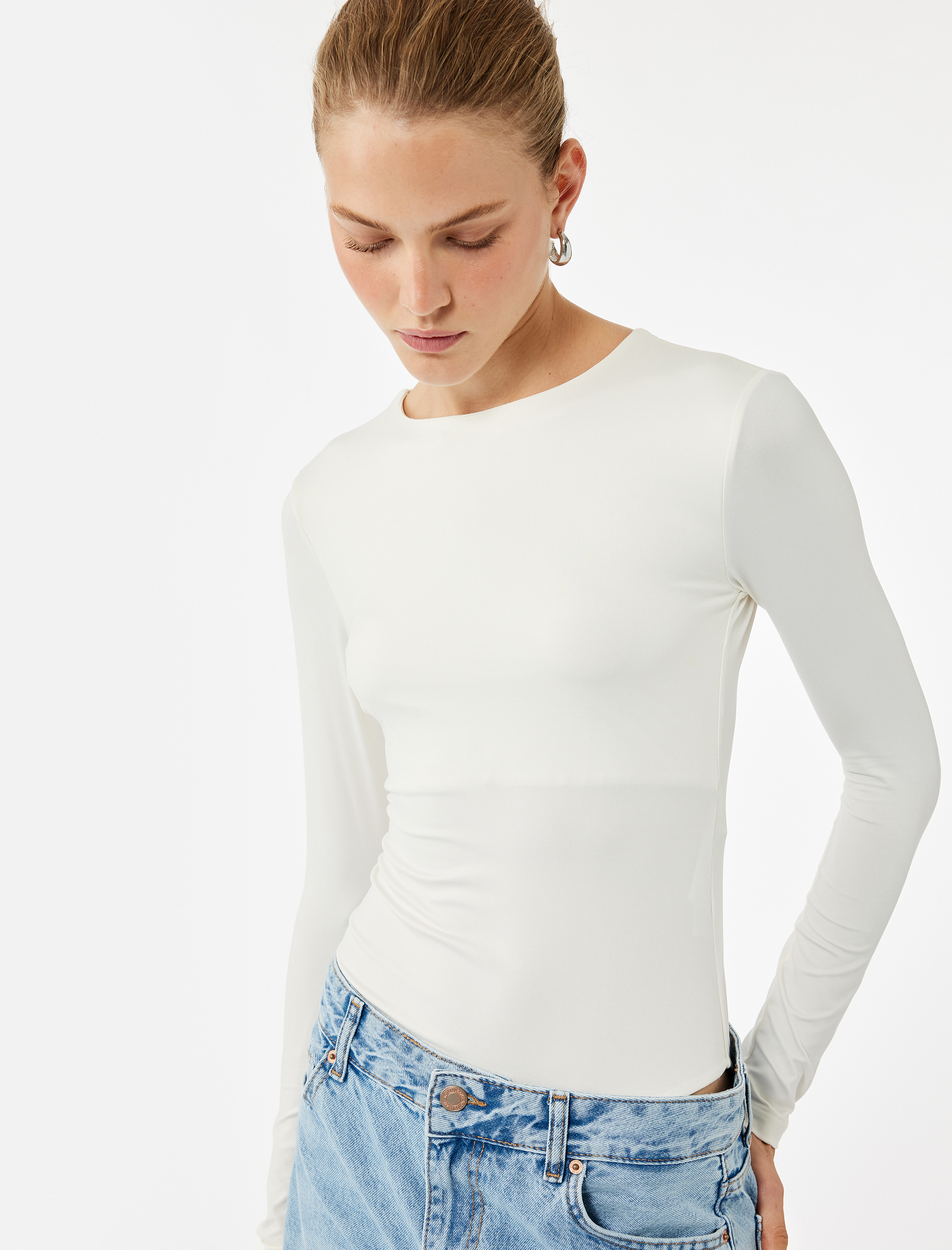   Slim Fit Uzun Kollu Bisiklet Yaka Bodysuit