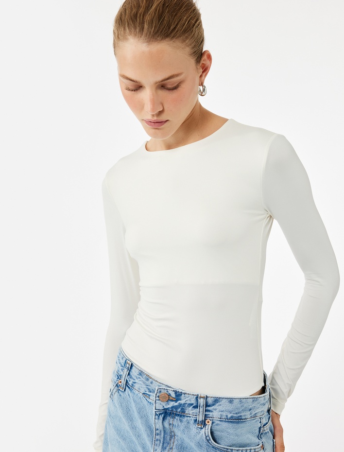  Slim Fit Uzun Kollu Bisiklet Yaka Bodysuit