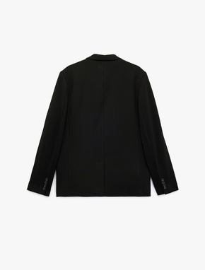 Slim Fit Kapaklı Cep Detaylı Uzun Kollu Mono Yaka Blazer Ceket_3