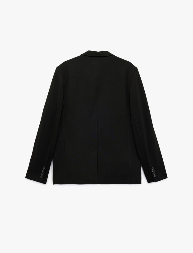 Slim Fit Kapaklı Cep Detaylı Uzun Kollu Mono Yaka Blazer Ceket_3