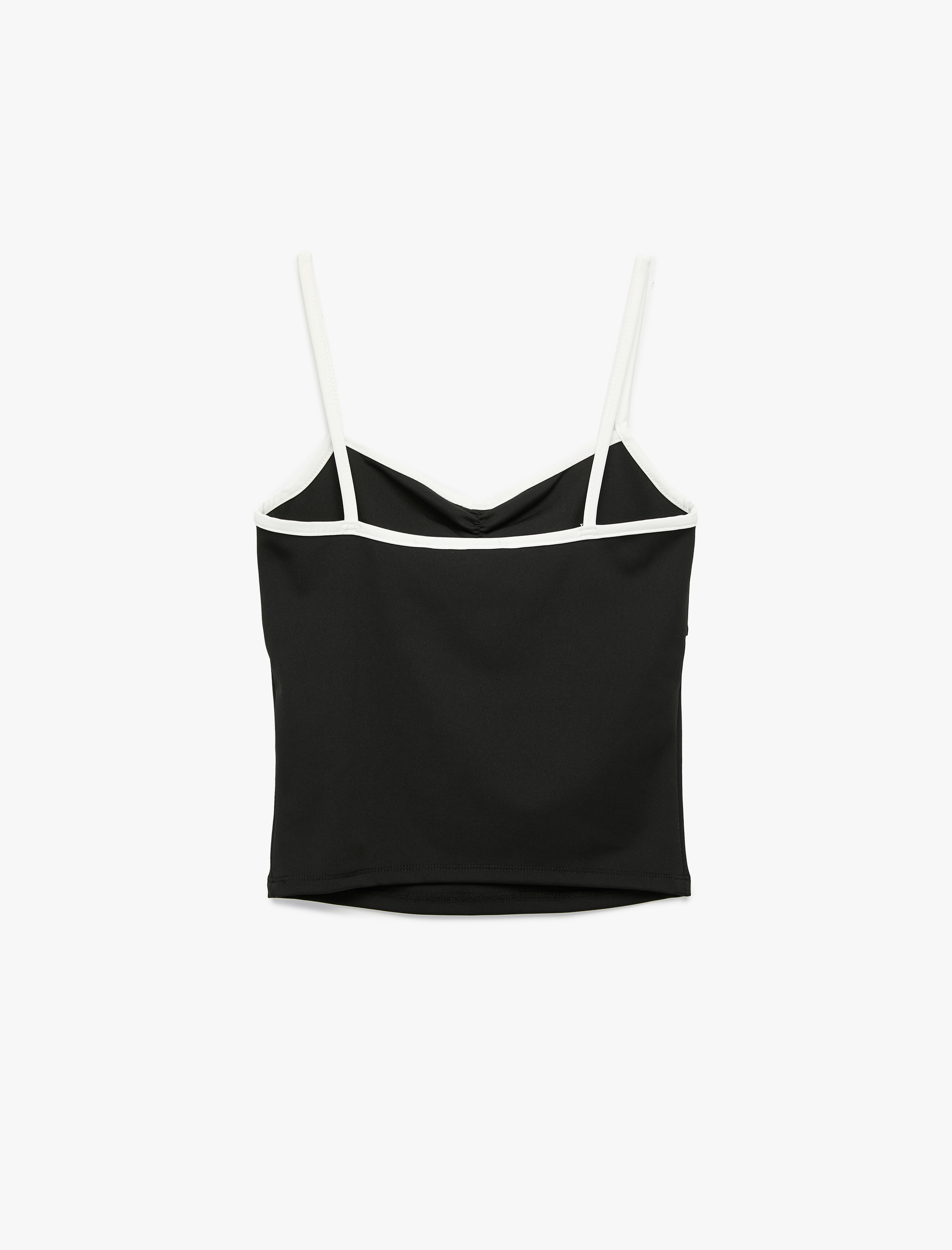   Slim Fit İp Askılı Önü Büzgülü Kolsuz Bluz