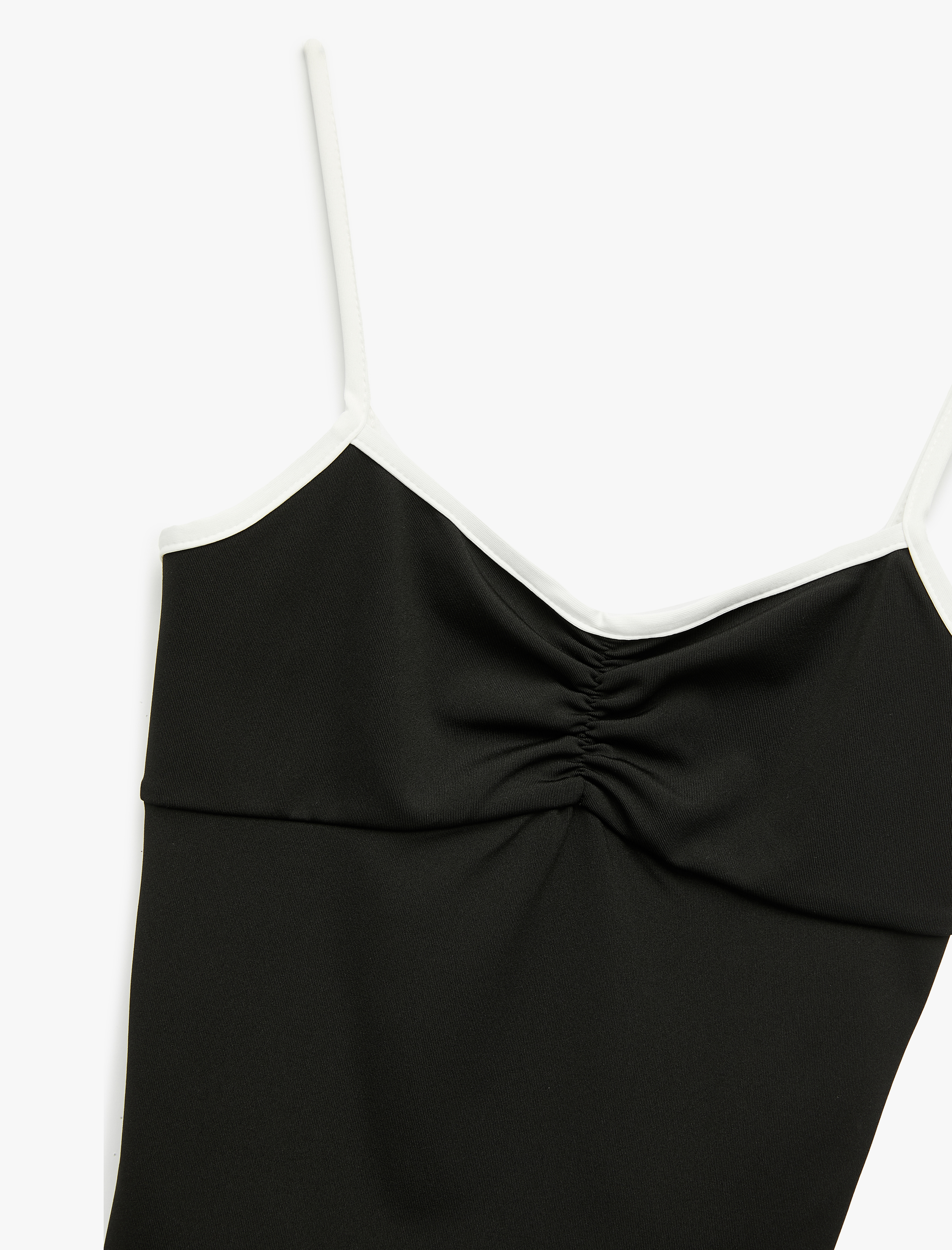   Slim Fit İp Askılı Önü Büzgülü Kolsuz Bluz