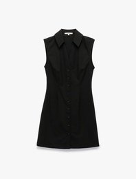 Regular Fit Kolsuz Düğmeli Mini Gömlek Elbise