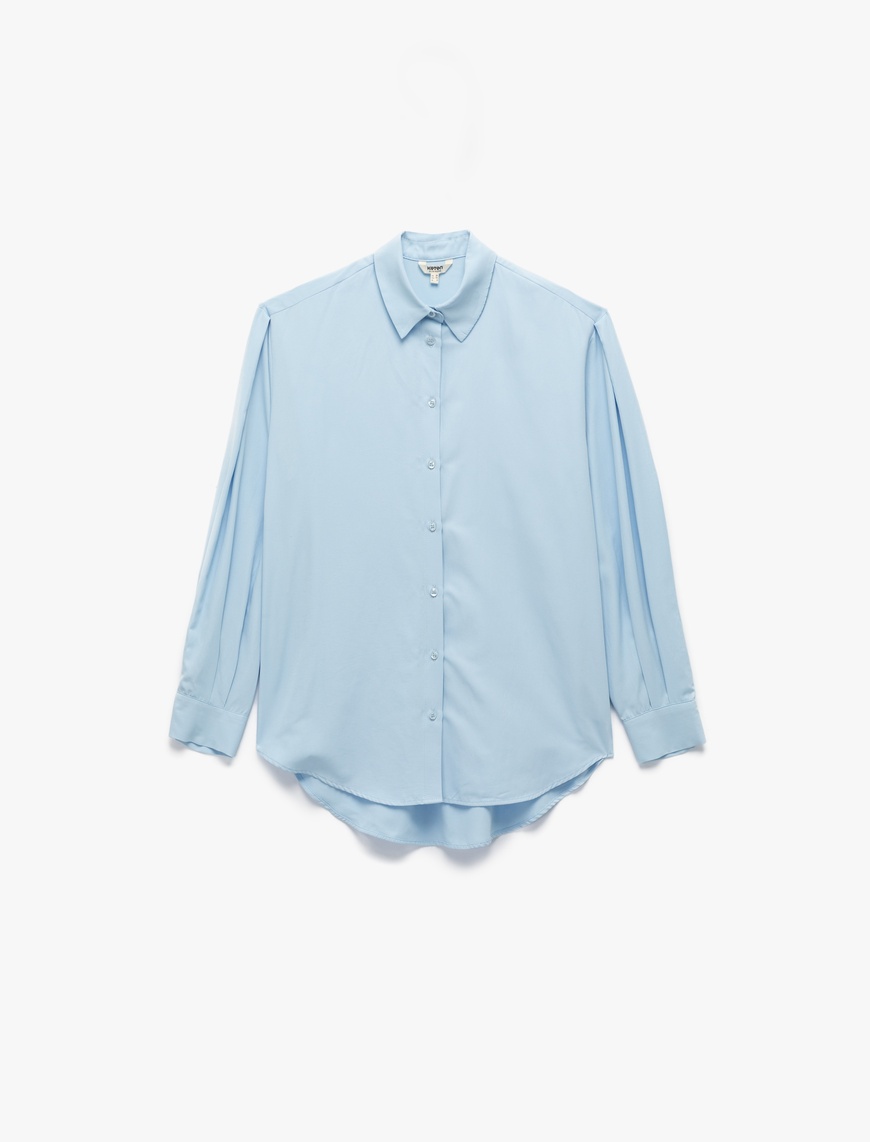   Regular Fit Pile Detaylı Uzun Kollu Poplin Gömlek