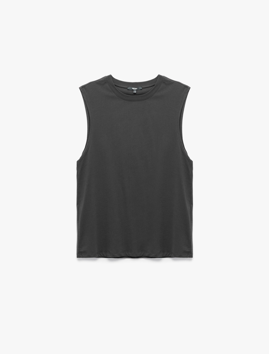   Bisiklet Yaka Regular Fit Pamuklu Kolsuz Tişört