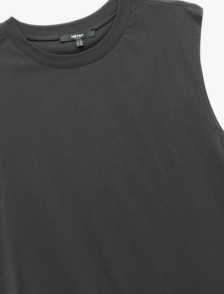   Bisiklet Yaka Regular Fit Pamuklu Kolsuz Tişört