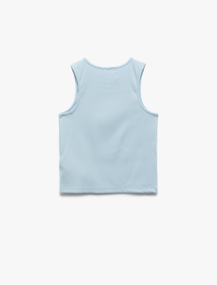 Kız Çocuk Fiyonklu Taş Detaylı Pamuklu Ribanalı Crop Atlet