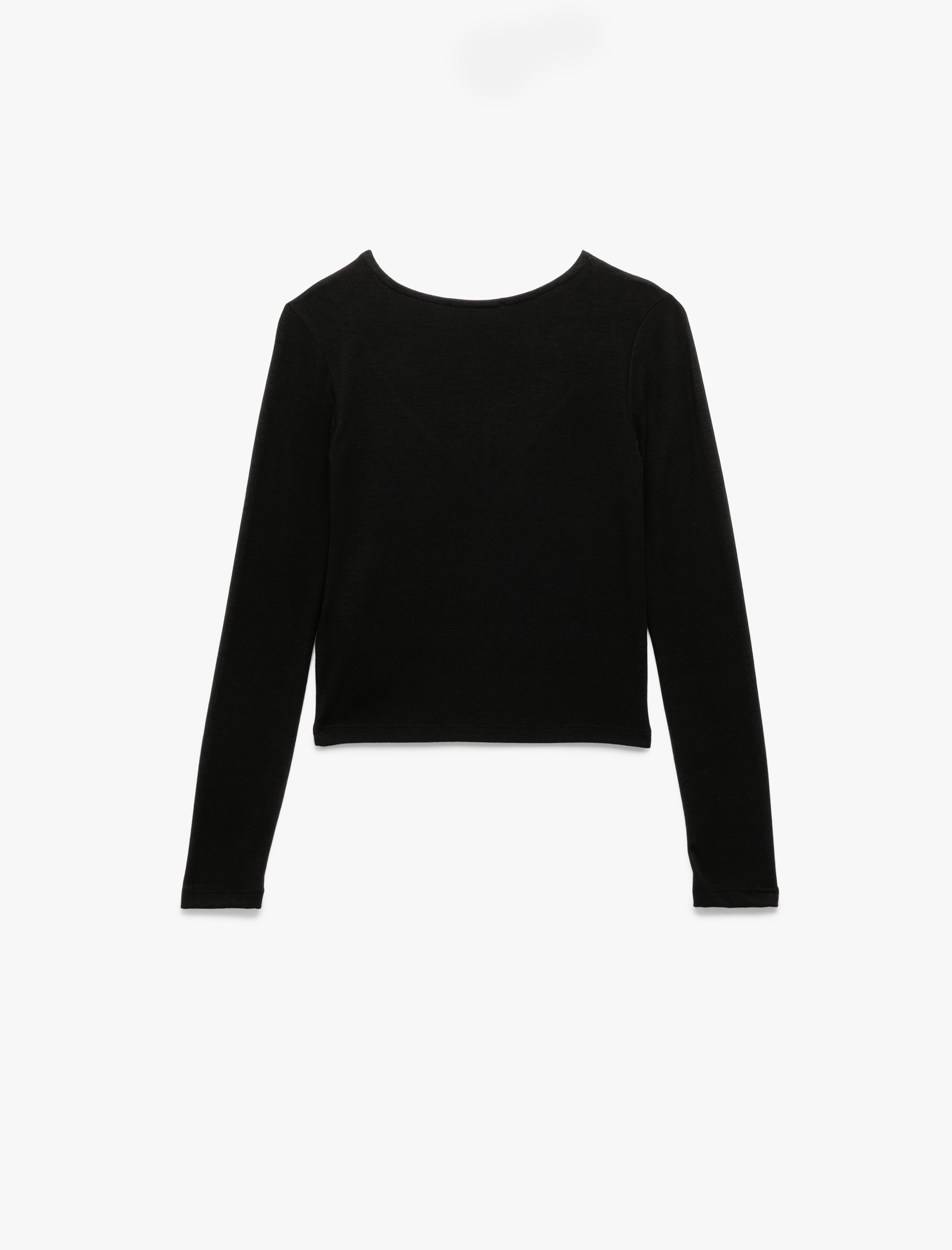   Uzun Kollu Dantel Detaylı Slim Fit V Yaka Tişört