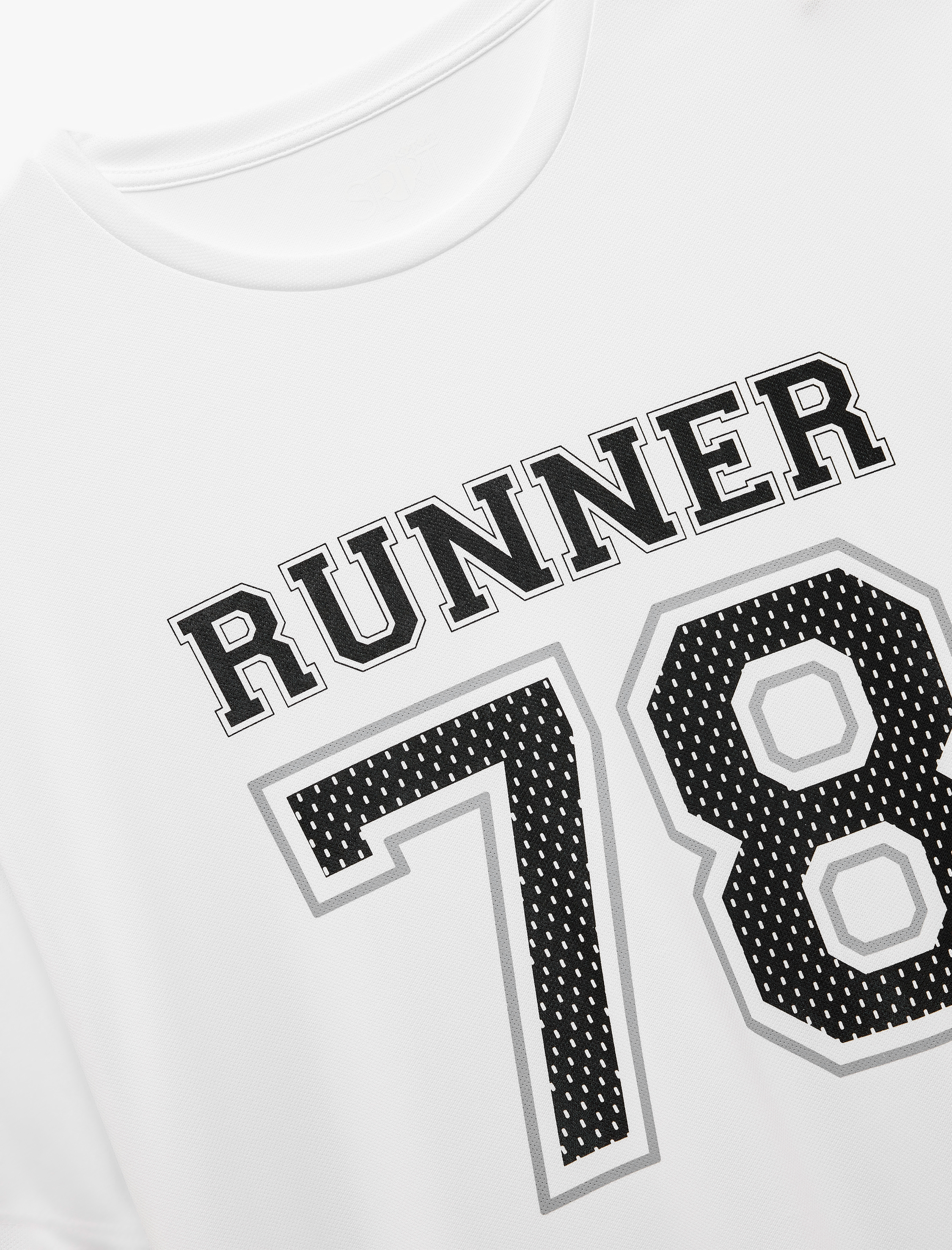   Rahat Kesim Kısa Kollu Bisiklet Yaka Baskılı Spor Tişört