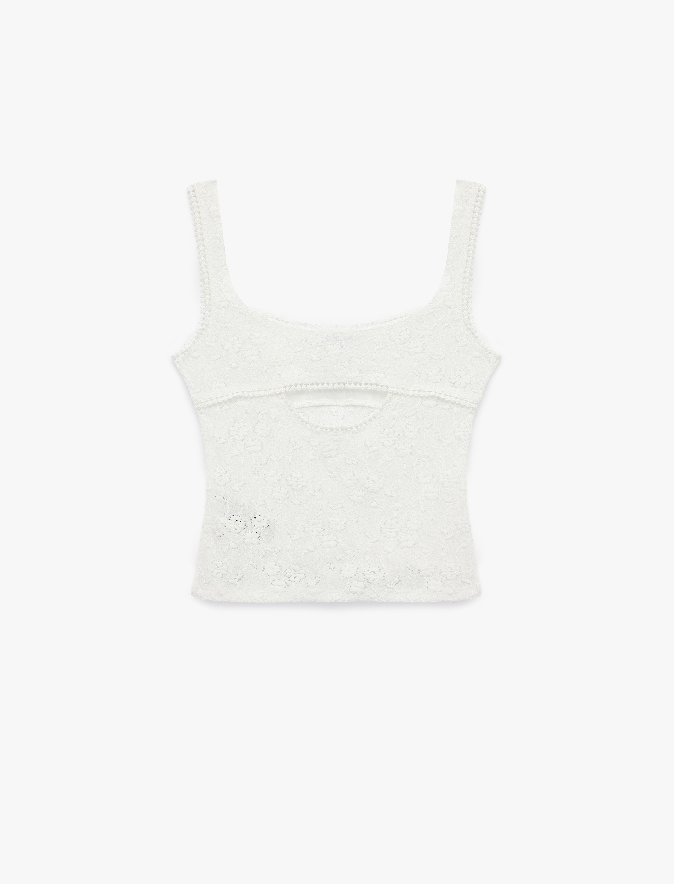   Pencere Detaylı U Yaka Kolsuz Fisto Bluz