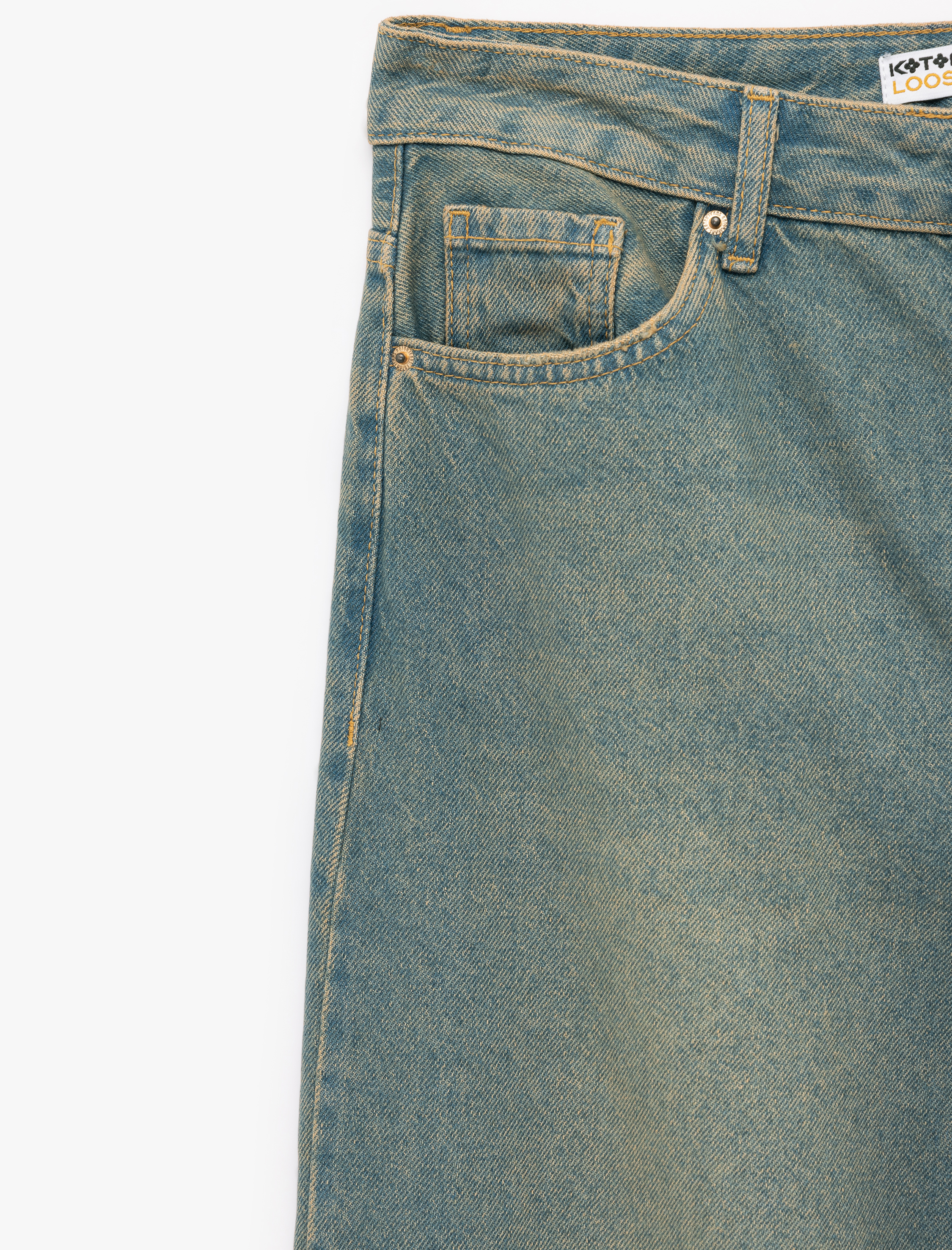   Düşük Bel Düz Paça Pamuklu Straight Yıkamalı Bol Jean Pantolon - Loose Straight Fit Jean