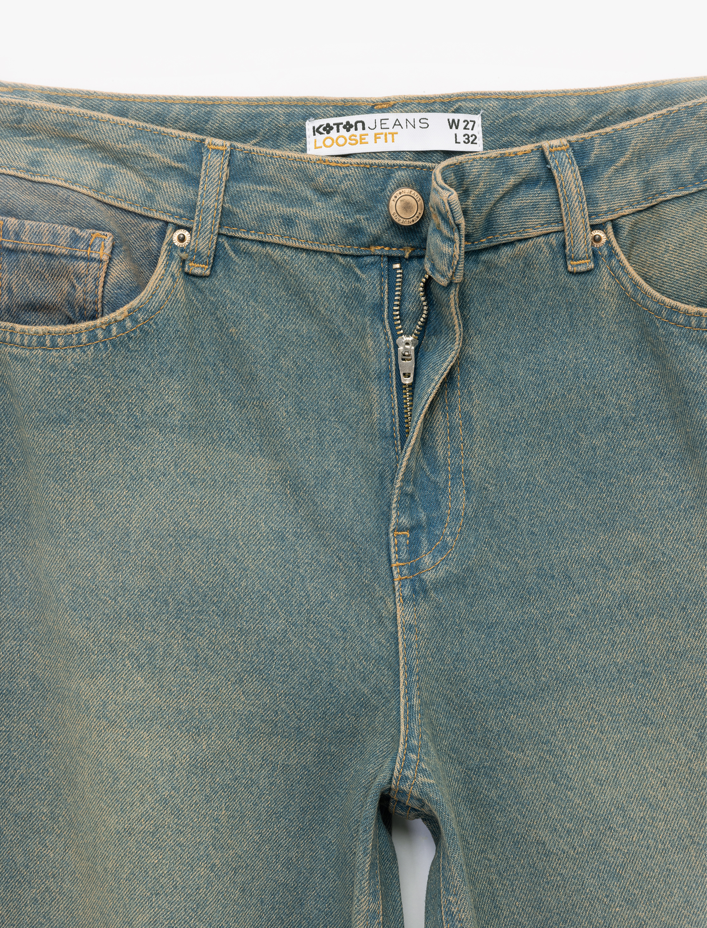   Düşük Bel Düz Paça Pamuklu Straight Yıkamalı Bol Jean Pantolon - Loose Straight Fit Jean